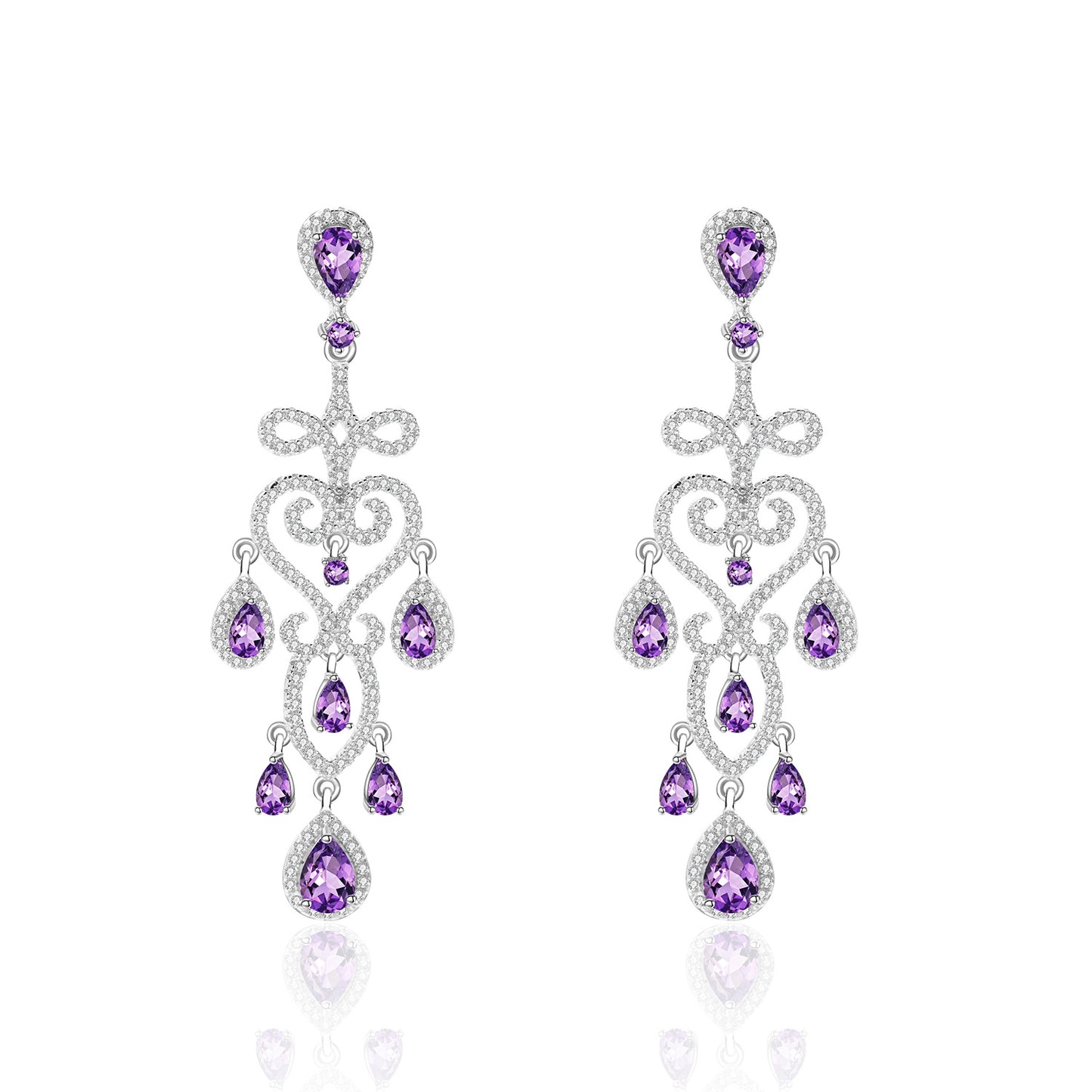 Designer Luxury Gemstone Earrings French Romantic High-end Feel s925Silver Natural Amethyst Earrings Drop Earrings