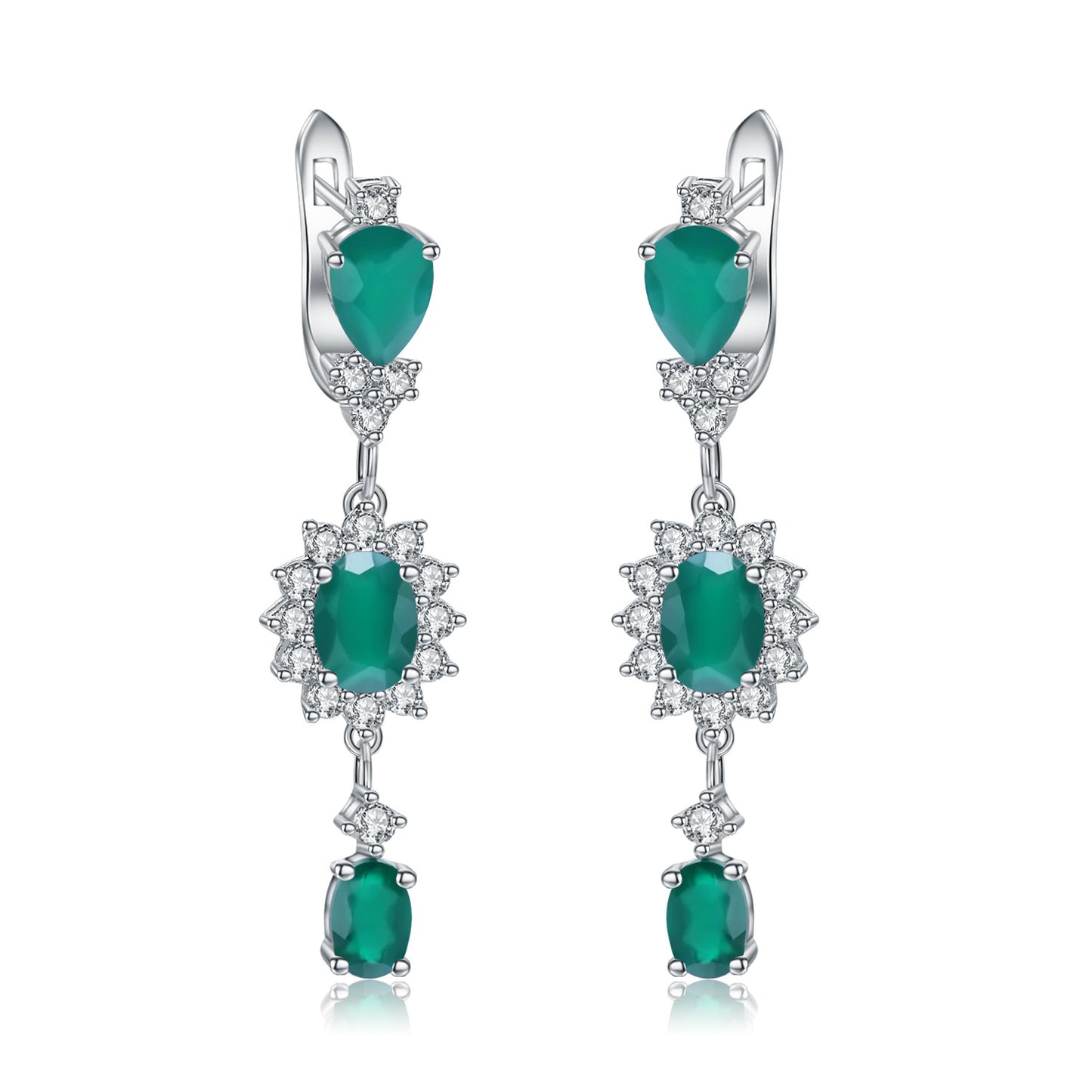 Luxurious Design Natural Gemstone Topaz Earrings Advanced Sense925Silver Inlaid Natural Gemstone Earrings