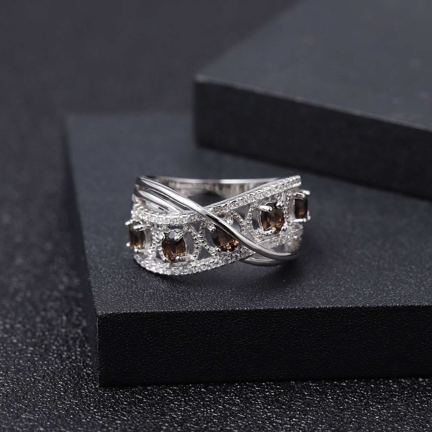 Luxurious and High-end Design Natural Amethyst Topaz Ring s925Silver Inlaid Natural Gemstone Ring