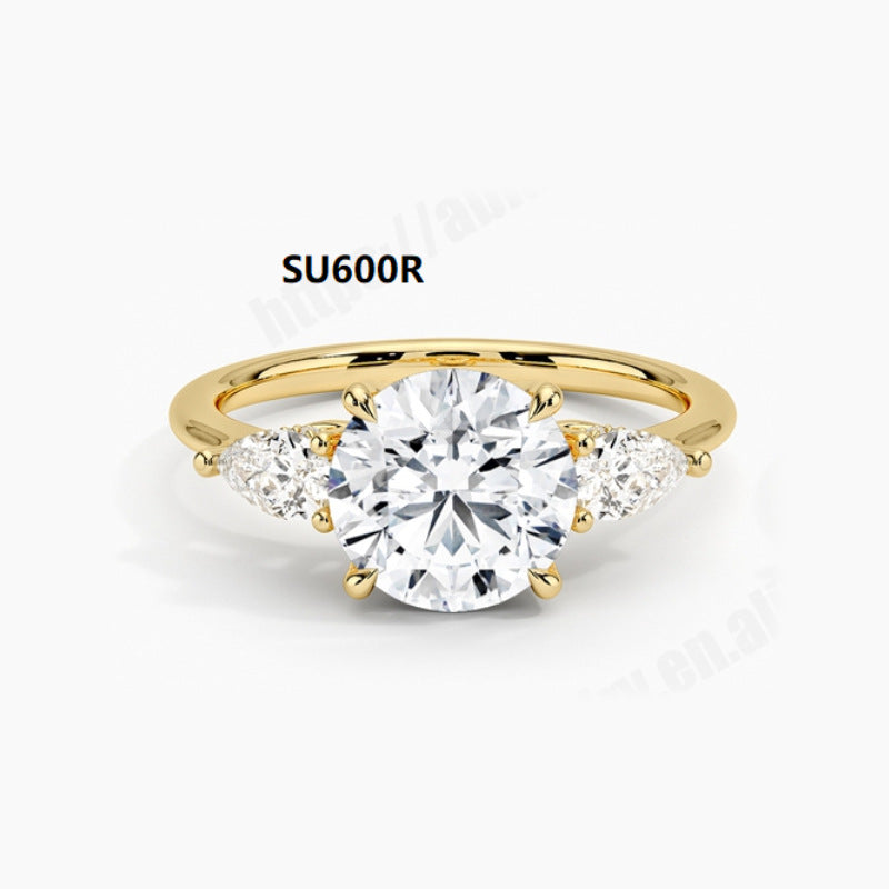 Light Luxury High-End Sense18k Gold Platinum Ring Inlaid with Moissanite1Carat Wedding Ring9/10/14k Gold Ring Setting