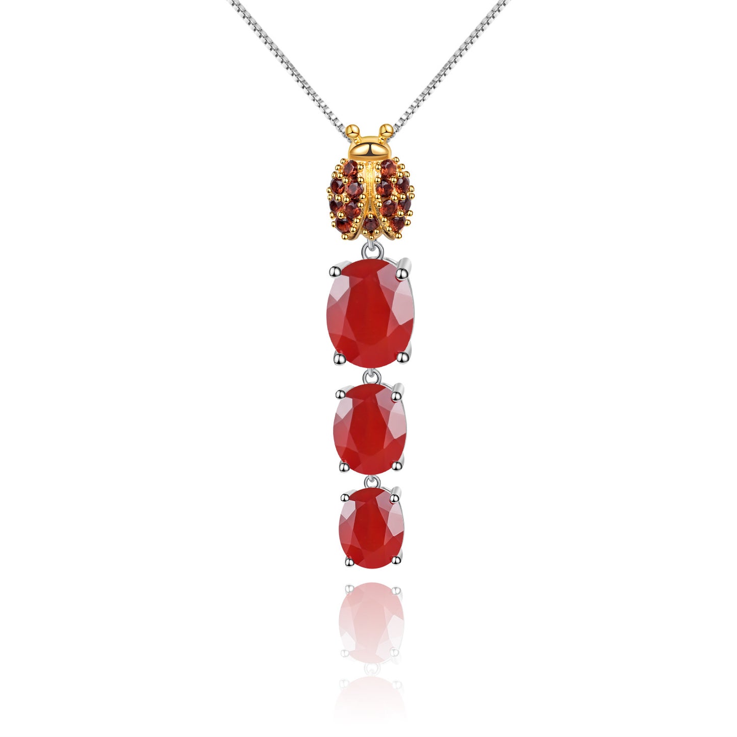 Designer Natural Red Agate Pendant Insect Element Personality Design925Silver Color Gemstone Necklace Pendant
