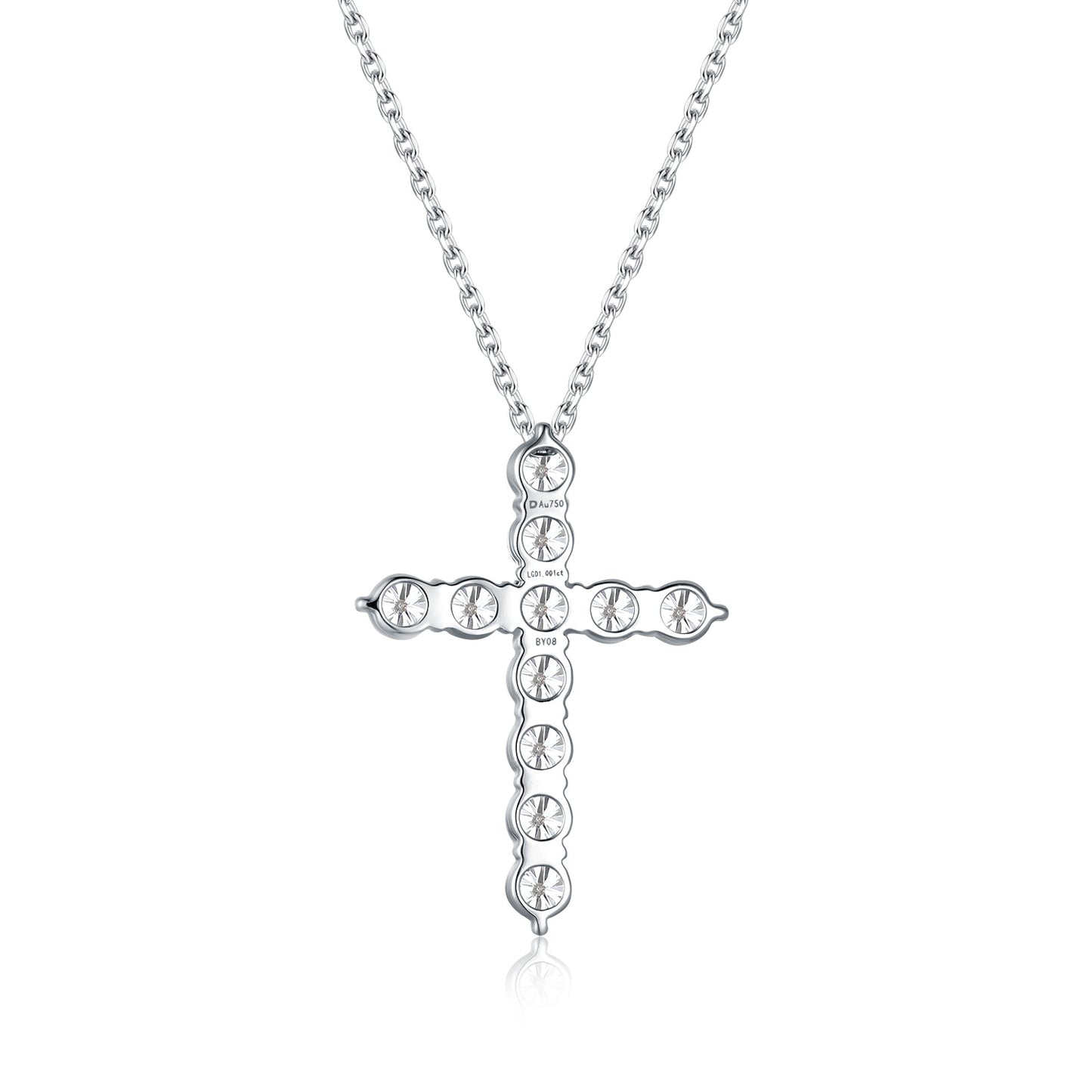 Cross18k Gold Necklace with Cultivated Diamonds and Platinum Genuine Diamonds18k Gold Collarbone Chain High-end