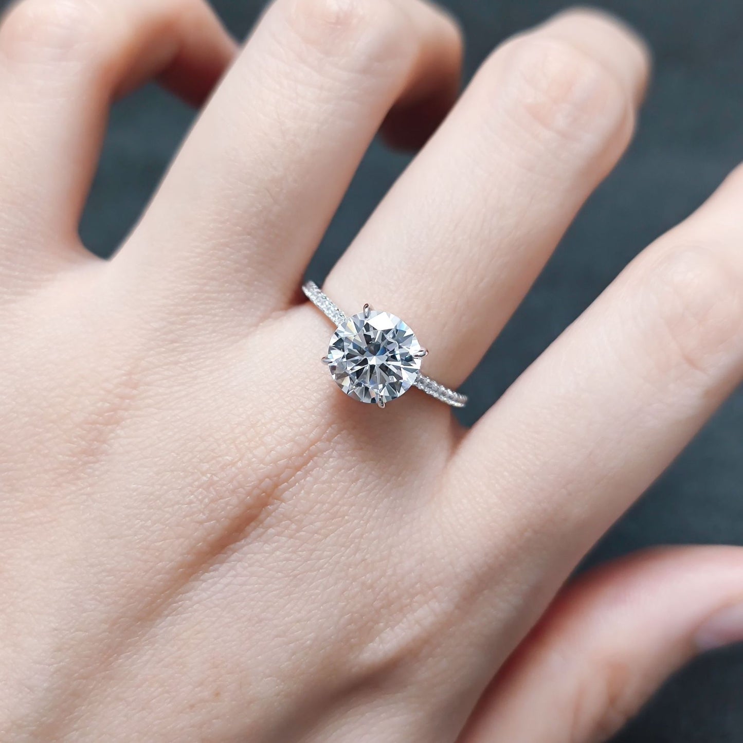 Seiko Quality Big Main Stone Ring s925Sterling Silver Ring with Moissanite2.5Carat Round Wedding Ring