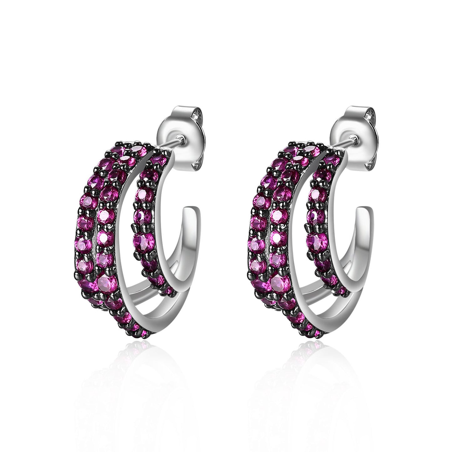 French Style Fashion Romantic Retro Designer Earrings s925Silver Inlaid Colorful Gemstone Stud Earrings