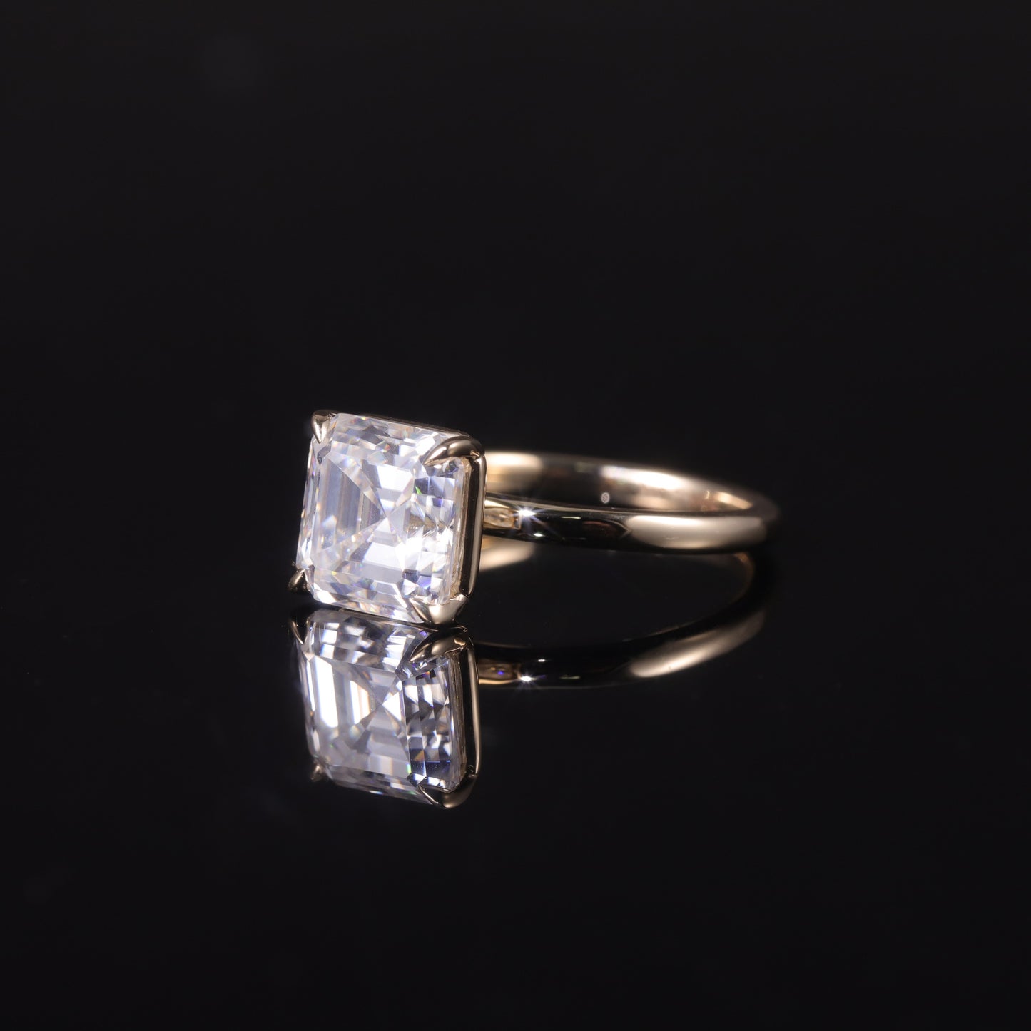 Advanced Sense18k Gold ring4Carat Moissanite Asscher Cut Full Body9/10/14k Gold ring