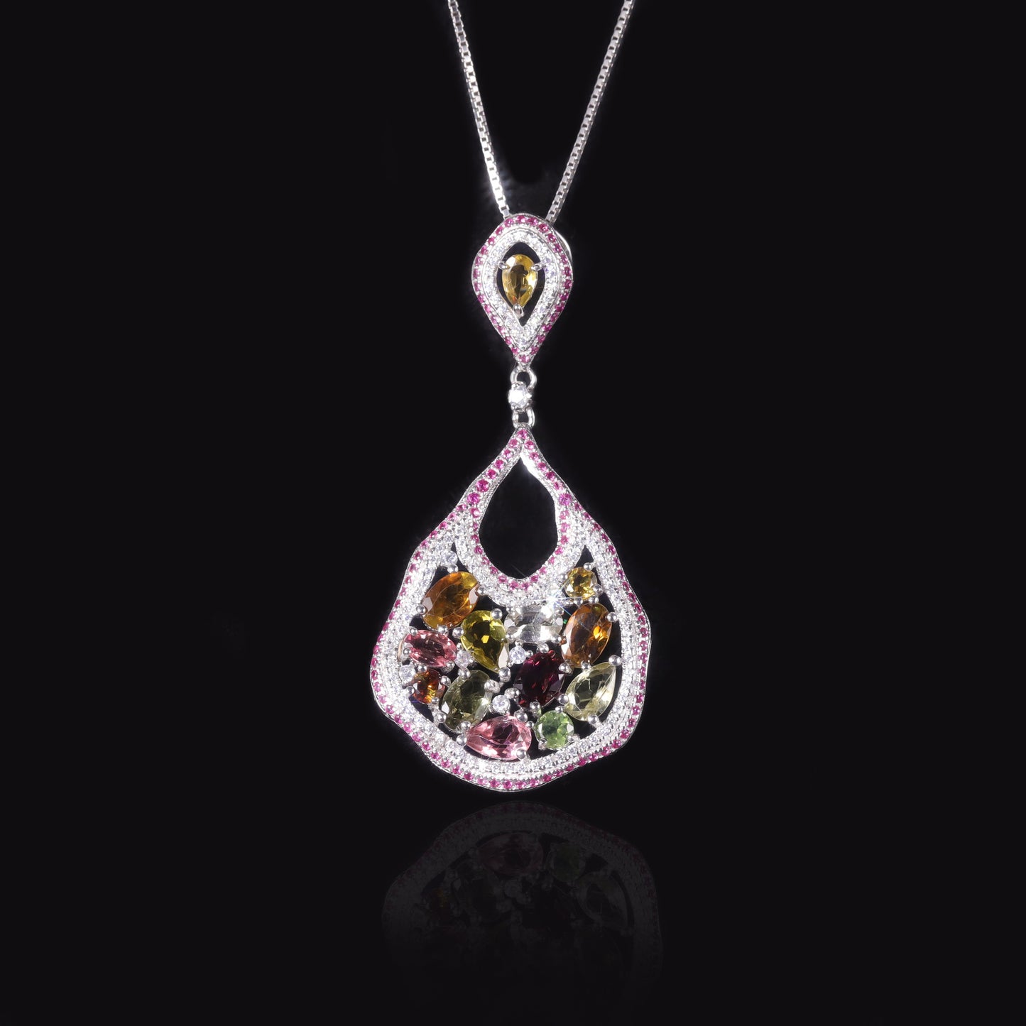 Natural Tourmaline Jewelry Set s925Sterling Silver Inlaid Gemstone Earrings Pendant Hot Sale New Product