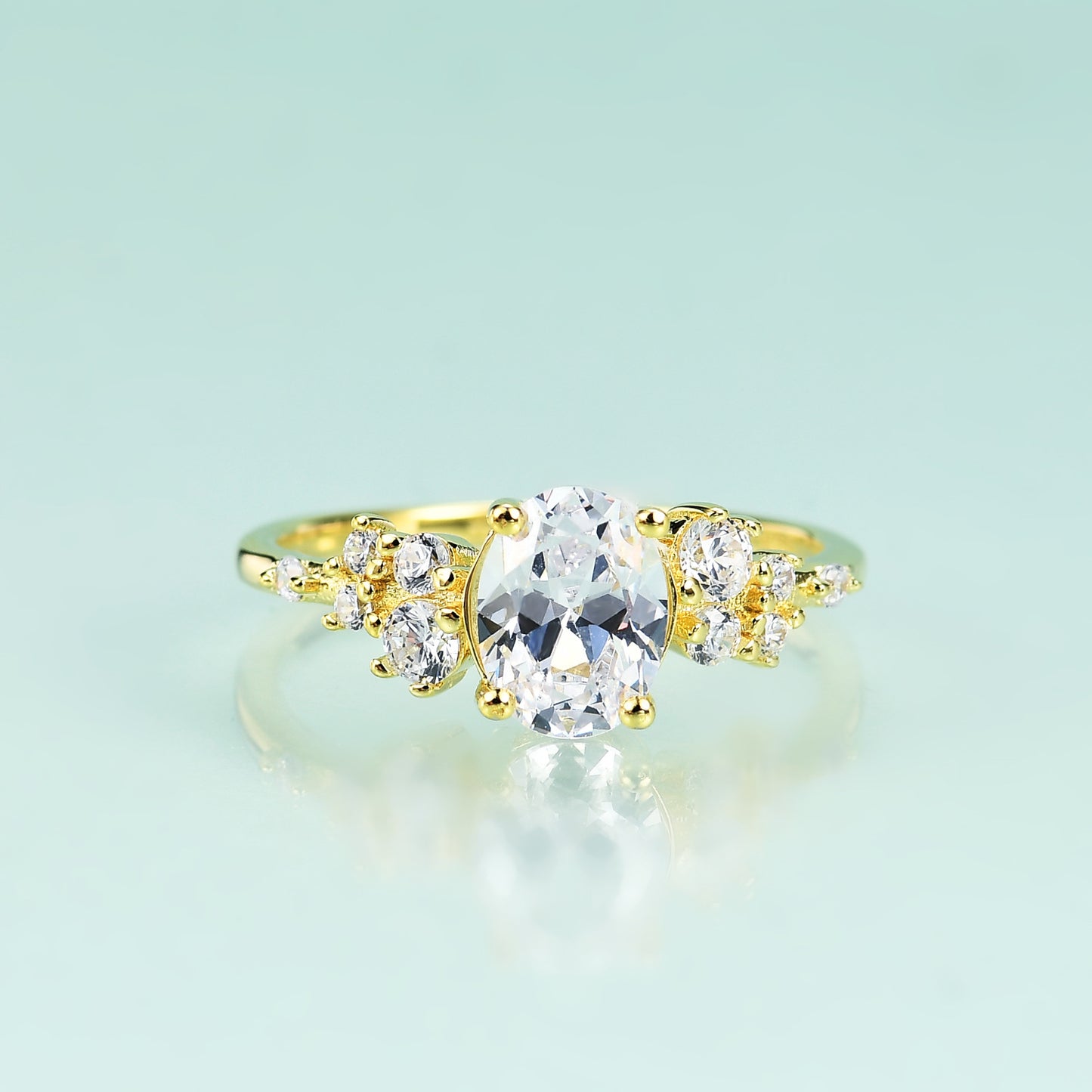 Jewelry S925Sterling Silver Inlaid5A Zircon Ring Fashionable Personality Simple Luxury Gold Ring