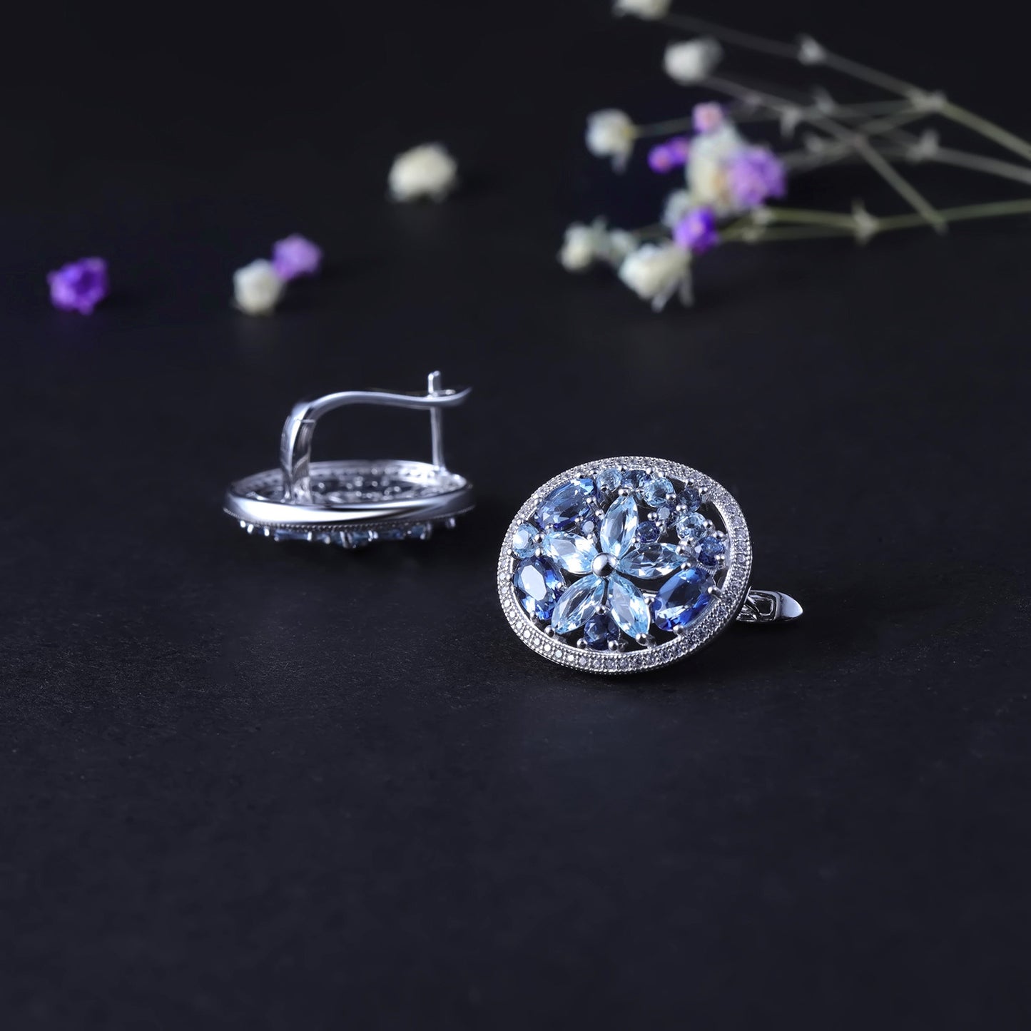 Natural Topaz Stud Earrings Earrings Luxurious and Sophisticated Sense of Personality s925Sterling Silver Natural Gemstone Earrings Eardrops