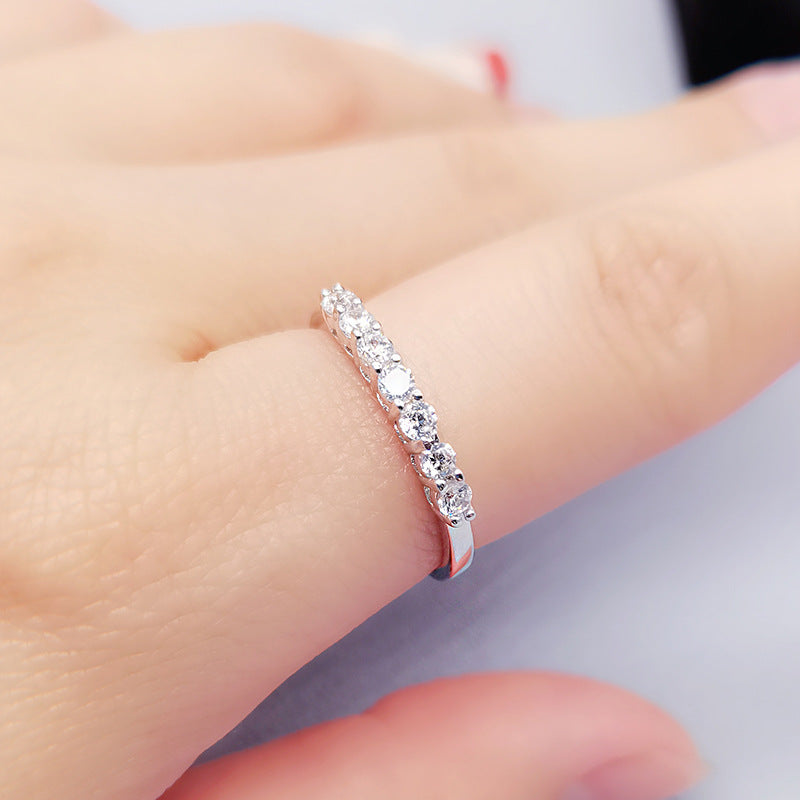 Luxury Fashion Seven-Star Moissanite Ring s925Sterling Silver Inlaid Moissanite Gemstone Stackable Ring New Style