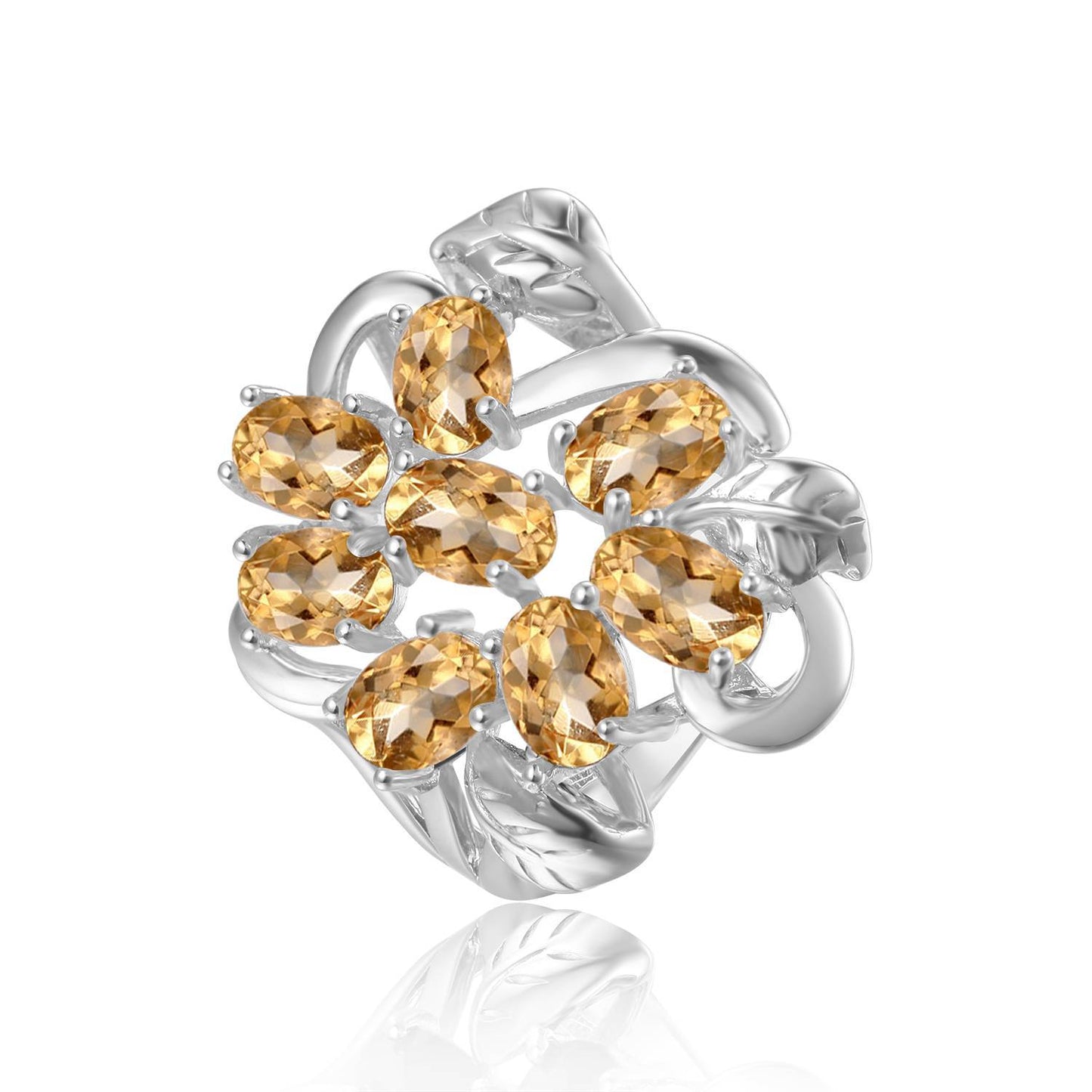 Floral Natural Topaz Garnet Ring Personality s925Silver Translucent Diaspore Gemstone Ring Hot Sale