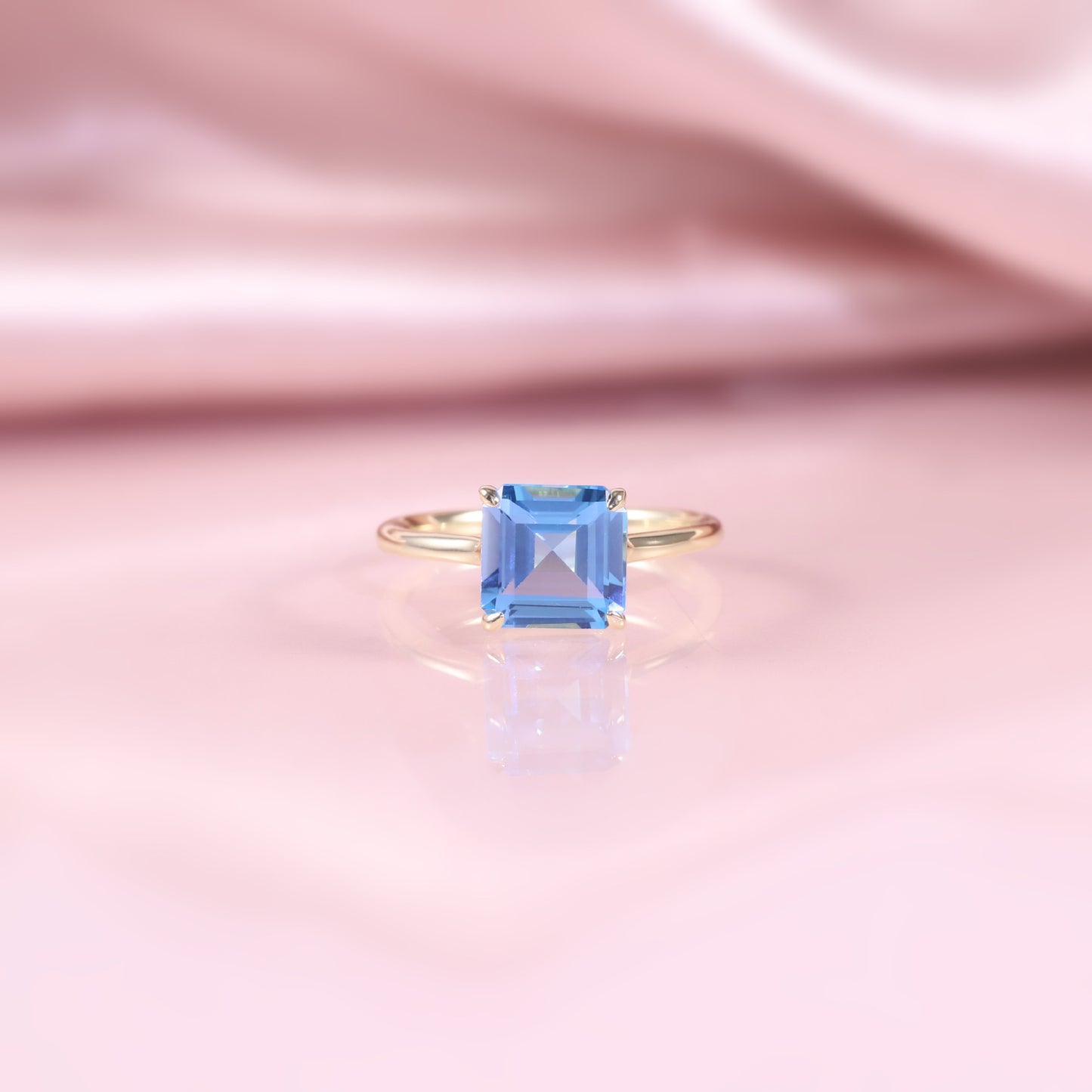 Advanced Sense1.25/3Carat Ring s925Sterling Silver Inlaid with Natural Topaz Large Main Stone Fresh Square Ring