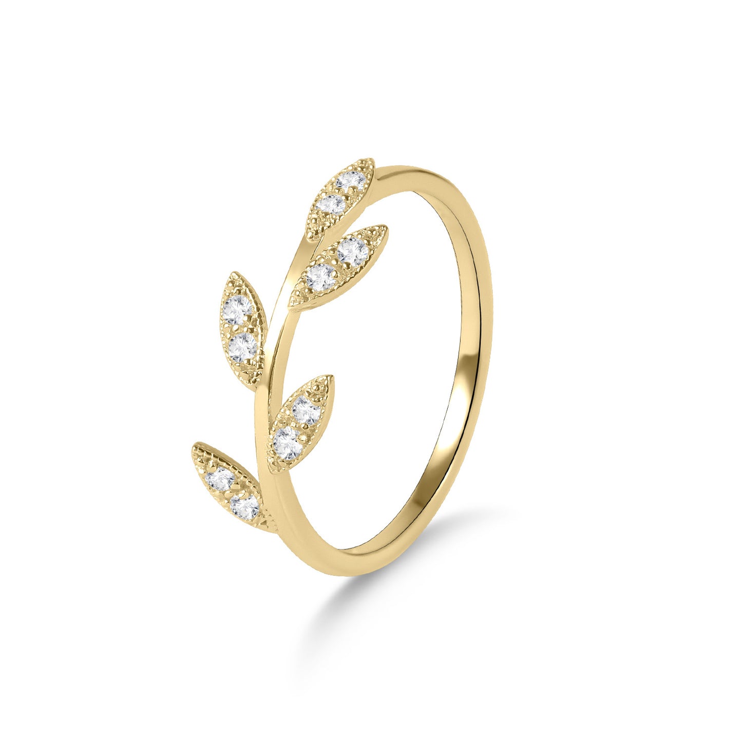 Advanced Sense s925Silver Inlay Moissanite Ring Branches Moon Golden Dawn Series Small Ring