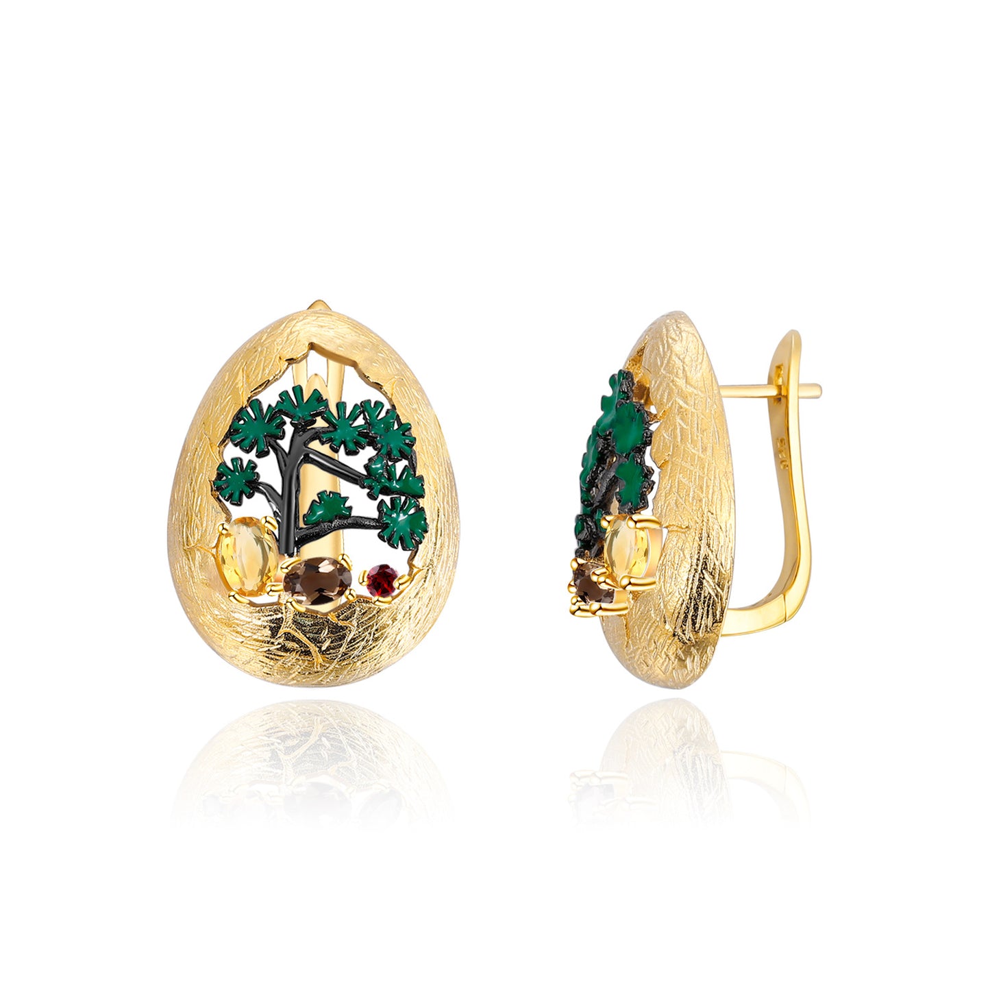 Natural Style Designer Gemstone Earrings Vintage High-end Feel s925Silver Natural Gemstone Earrings