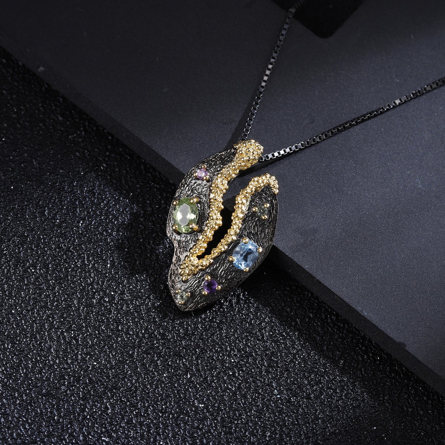 Italian Craft Designer Gemstone Pendant Vintage Style with a Sense of Sophistication925Silver Natural Gemstone Necklace Pendant