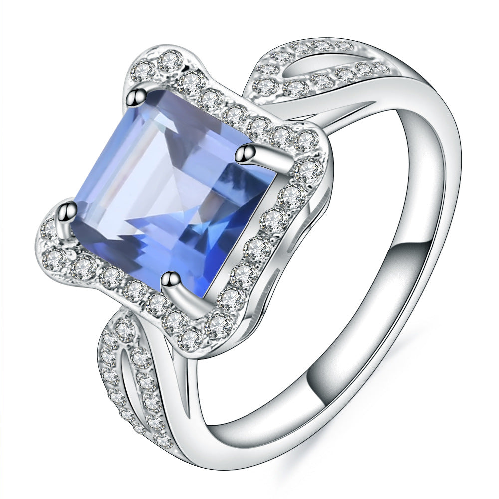 Luxurious Retro Fashion Colorful Crystal Ring with a Unique High-end Feel s925Silver Inlaid Colorful Gemstone Ring