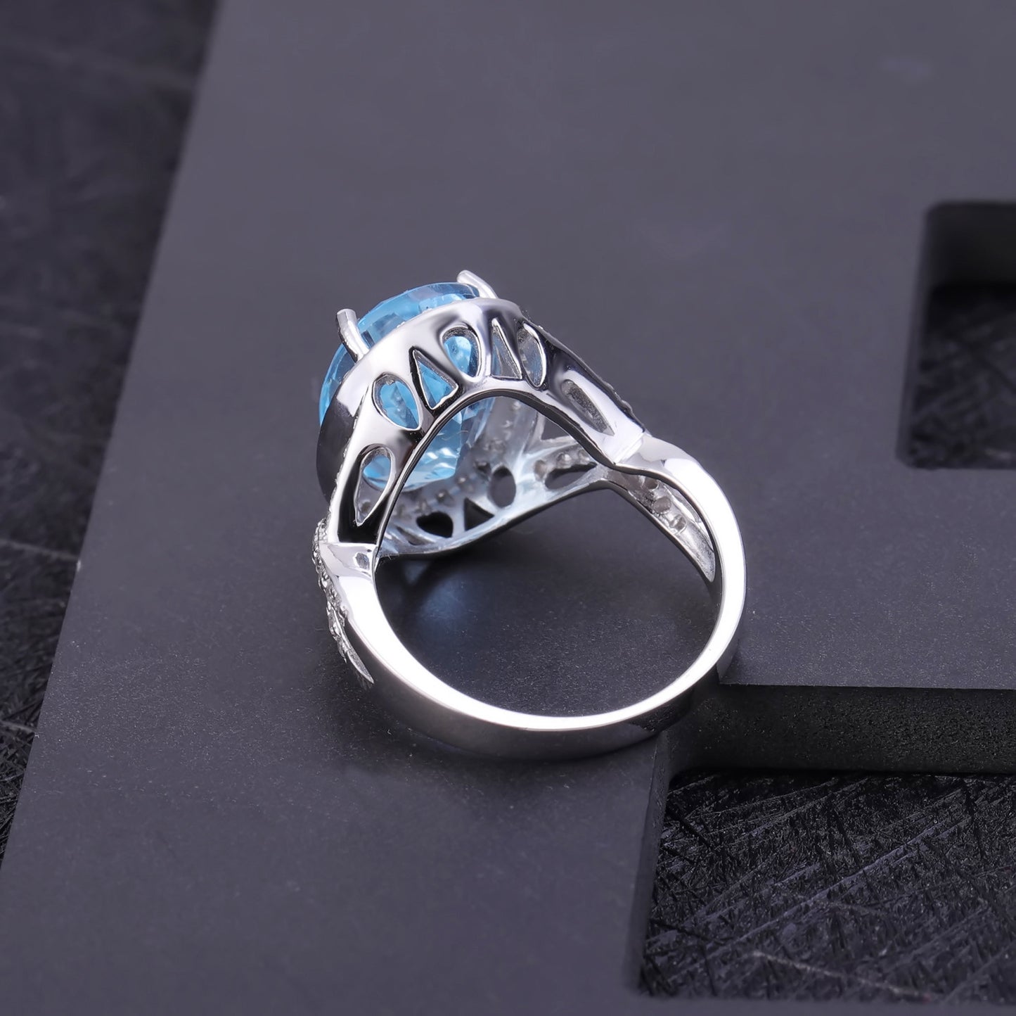 s925Silver Natural Topaz Ring for Women Luxurious Inlay10*14mm Large Size Gemstone Natural Color Ring