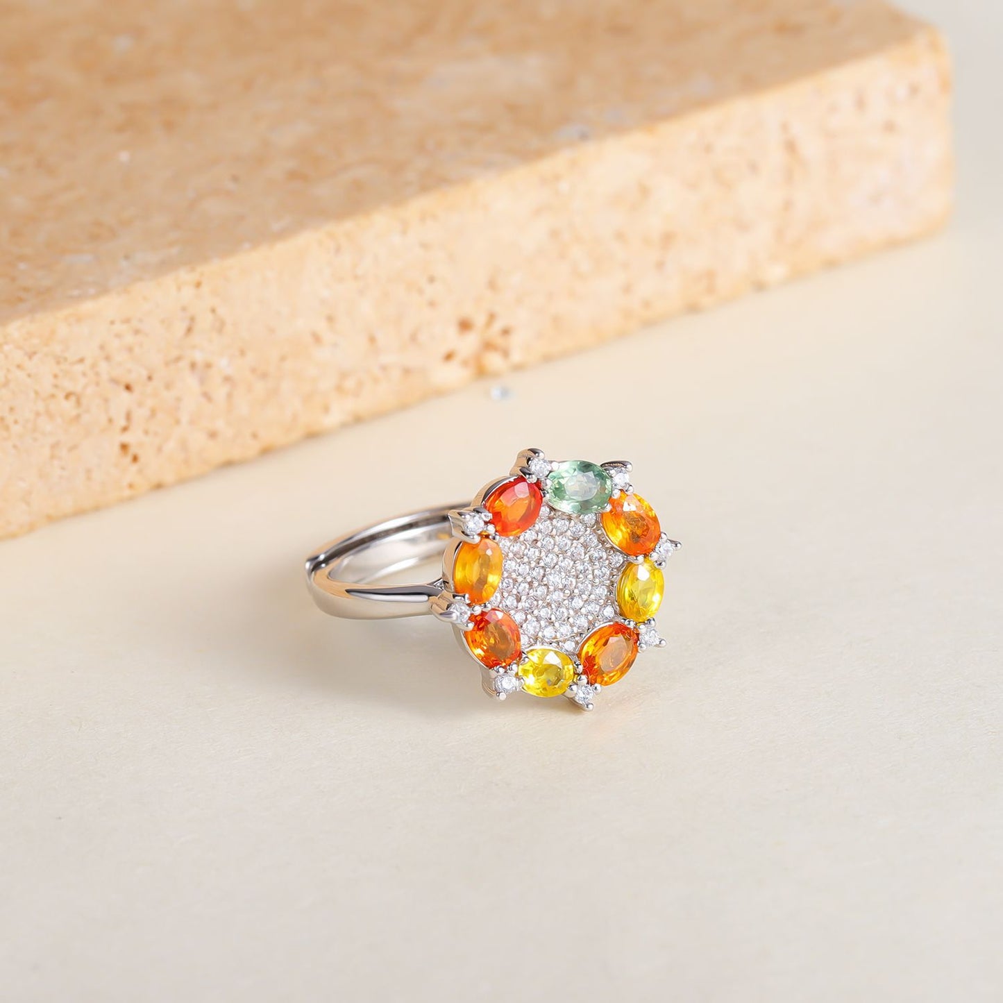 ins Colorful Candy Colors925Sterling Silver Ring Necklace Earrings Natural Blue Sapphire Jewelry Set Wholesale