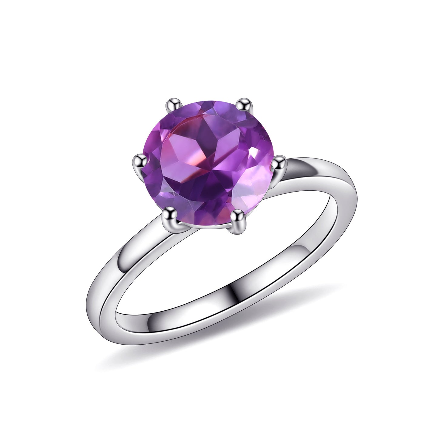 Wedding Natural Gemstone Ring s925Sterling Silver Inlaid Crystal Topaz Black Hair Crystal Ring8mm Single Main Stone
