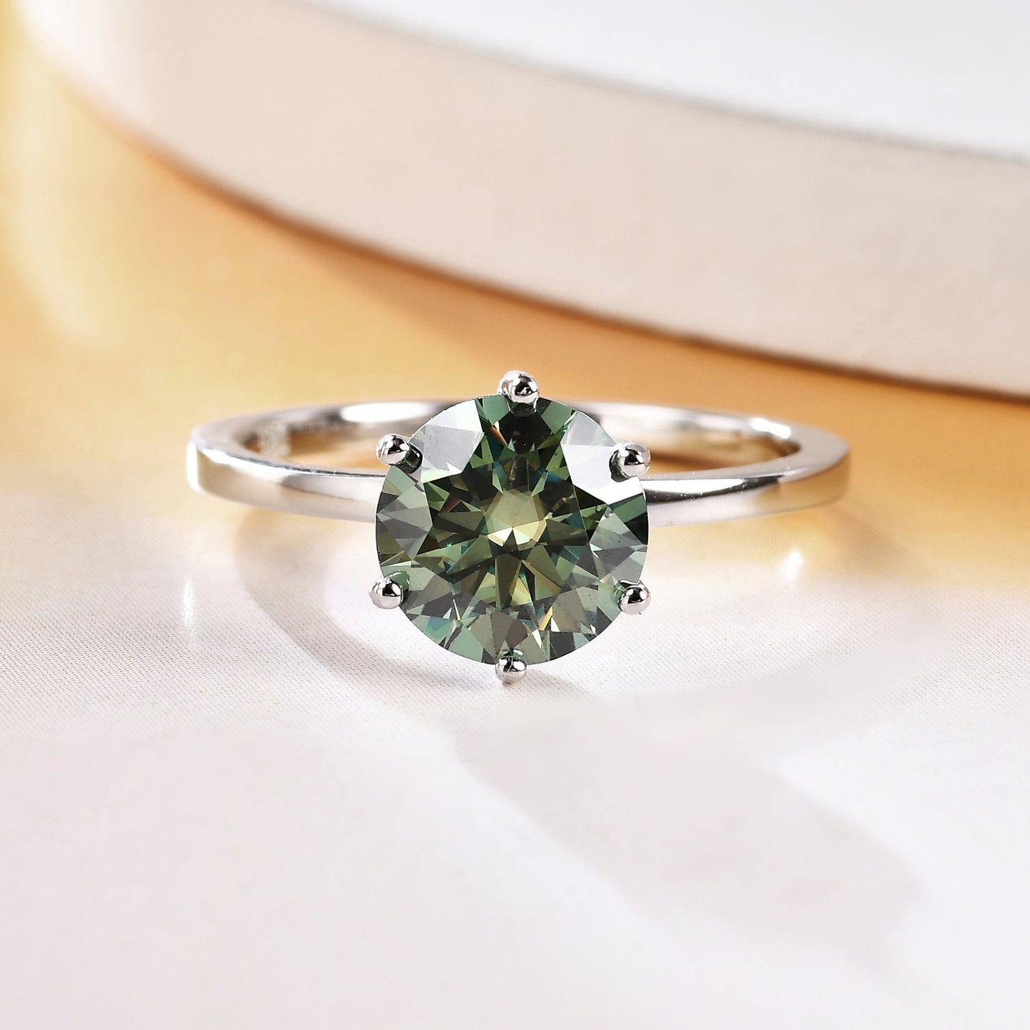 Green Moissanite3Carat Pure Silver Ring Set GRA Certificate Fashionable Luxury s925sterling silver gemstone ring