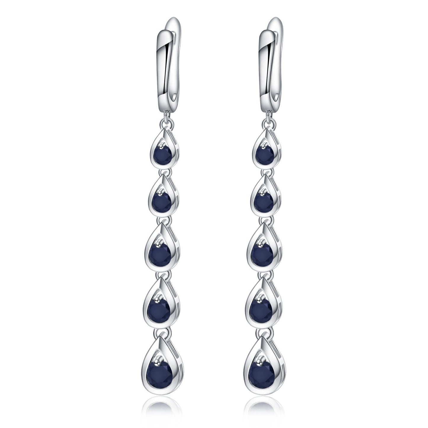 925Silver Sapphire Crystal Topaz Earrings Elegant Exaggerated High-end Sense Tassel Water Drop Long Earrings