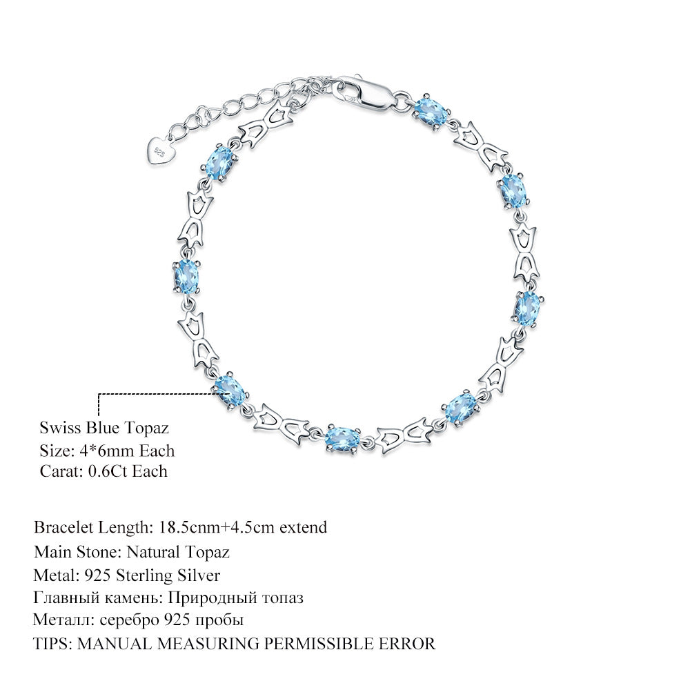 New arrival natural topaz bracelet for women Elegant Design Sense s925Silver Inlaid Natural Gemstone Bracelet