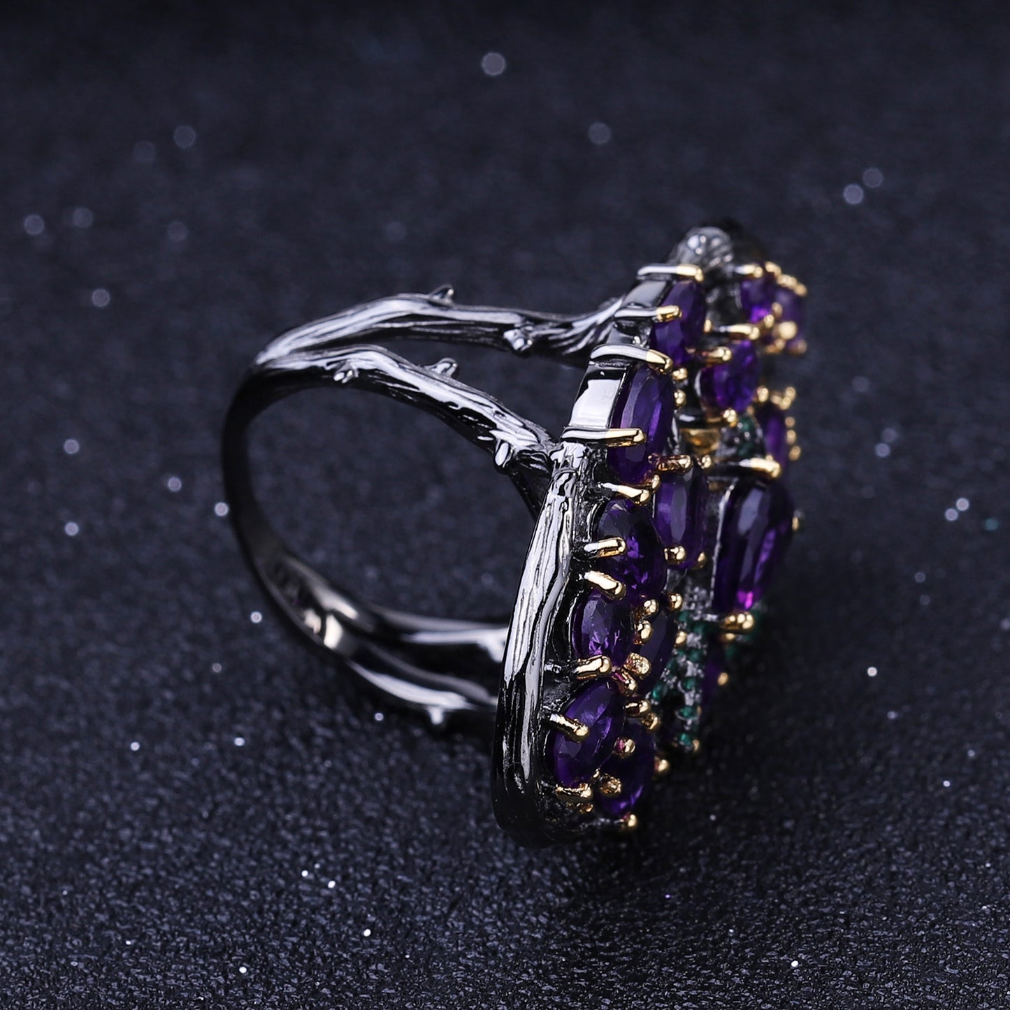 Secret Garden Gemstone Ring Jungle Flying Bird Design Russia s925Sterling Silver Natural Topaz Ring Gorgeous
