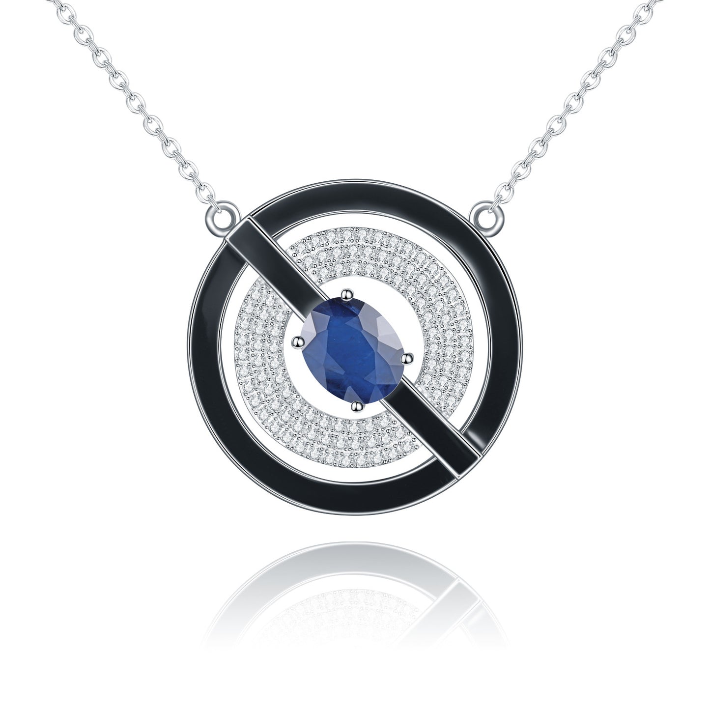 Designer Natural Topaz Enamel Pendant Unique Circular Design925Silver Color Gemstone Necklace Pendant