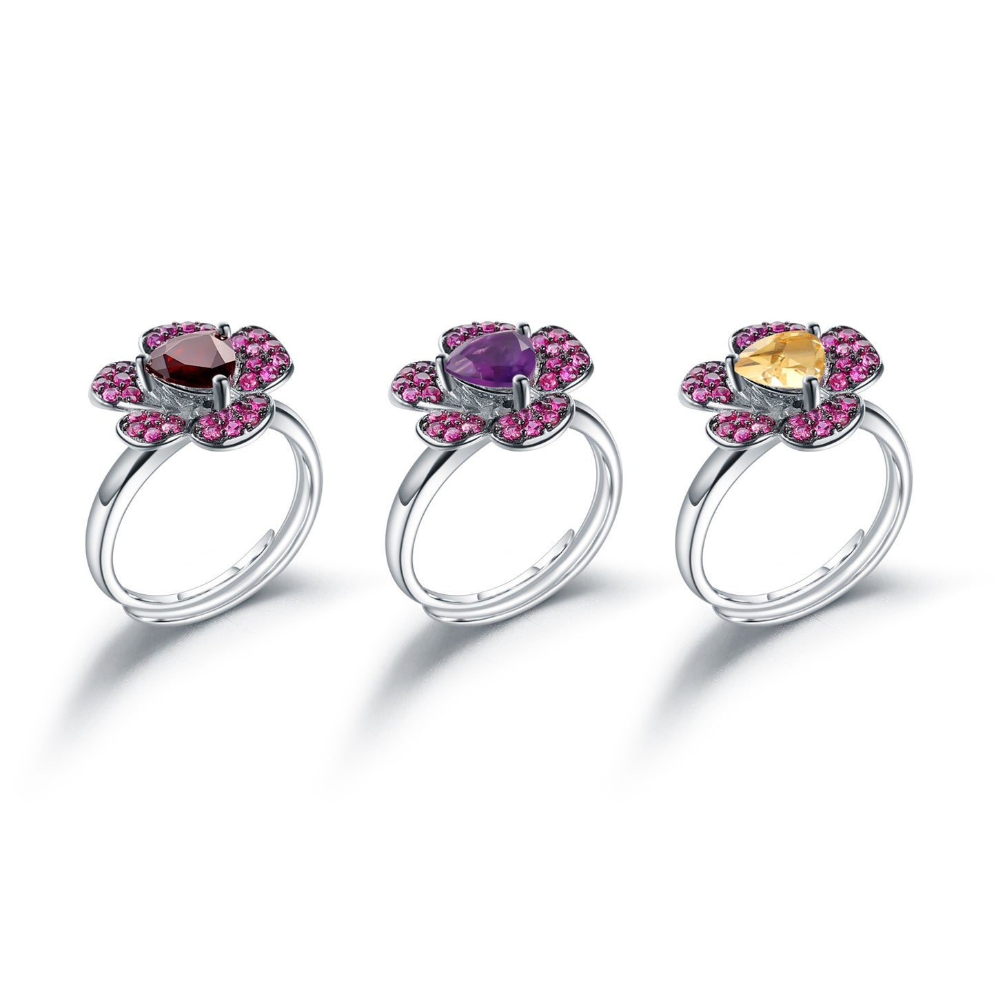 Designer Gemstone Ring Adjustable Flowers Bloom with a Sense of Sophistication s925Silver Natural Amethyst Ring