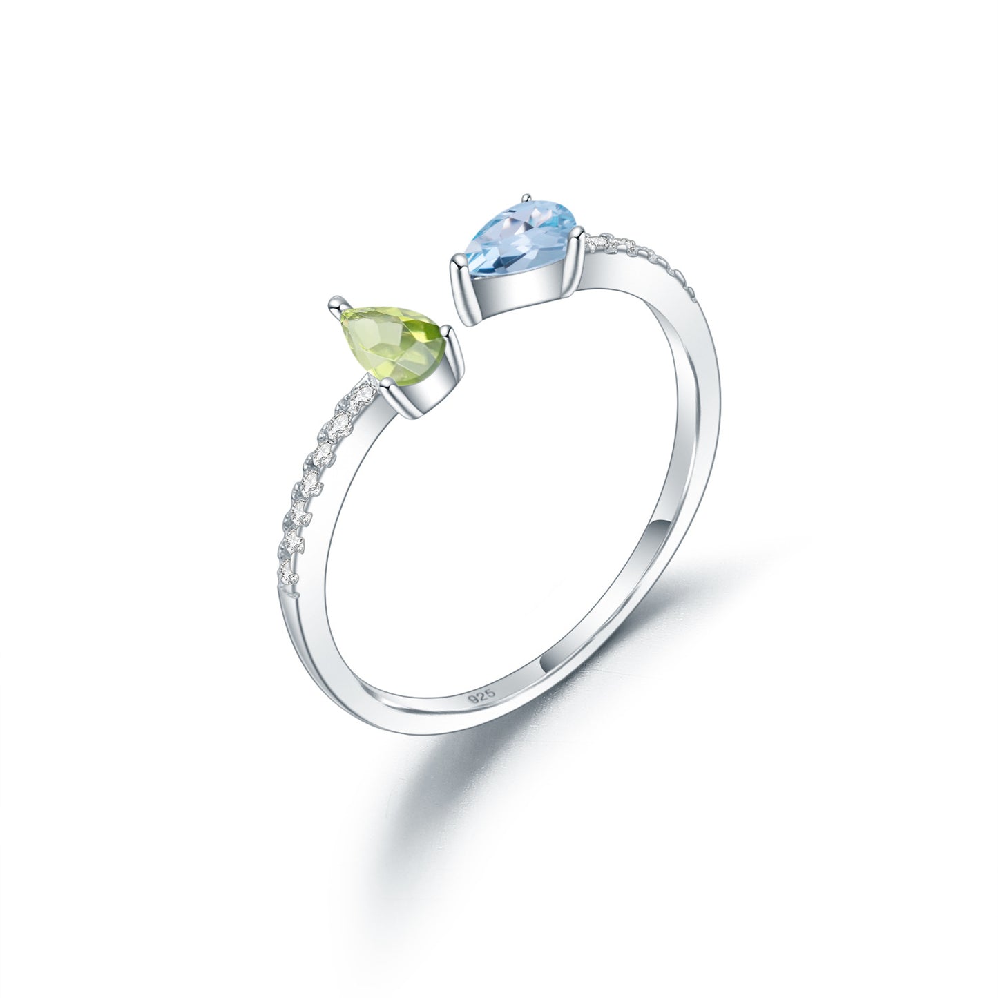 Design Sense Light Luxury Simple Natural Translucent Stone Ring Adjustable Prosperous Series925Silver Inlaid Gemstone Ring