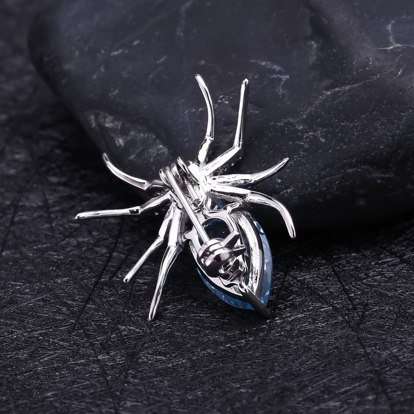 Insect Series Designer High-end Brooch Spider Design s925Sterling Silver Natural Gemstone Topaz Brooch