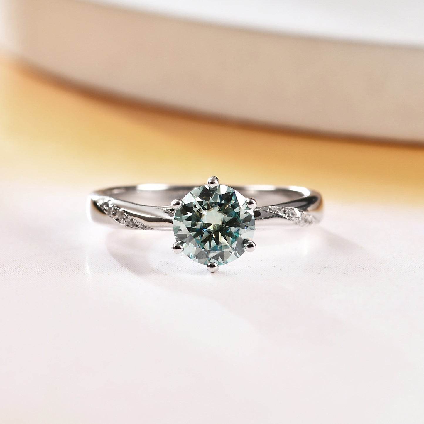 1Carat Green Moissanite Ring Set GRA Certificate s925Silver Six-Claw Moissanite Ring Wholesale