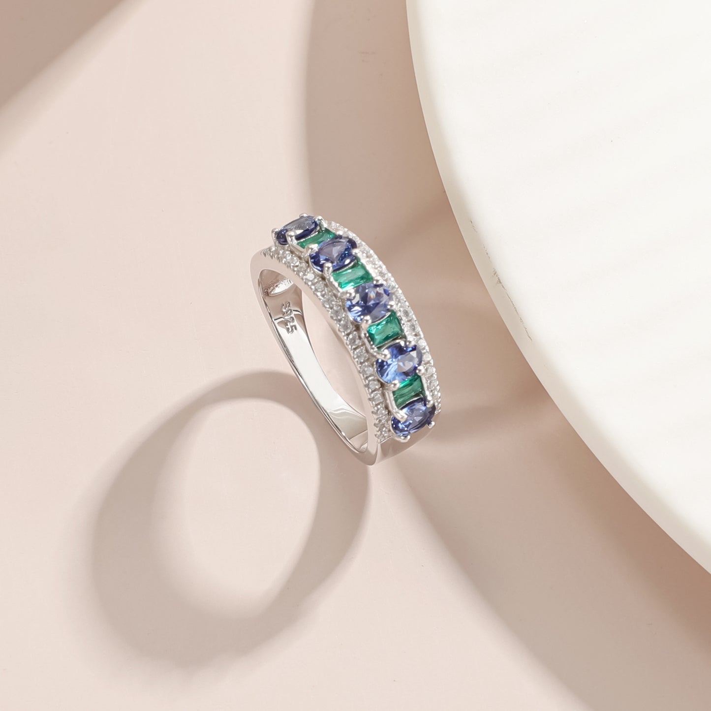tiktok Xiaohongshu Hot-Selling Sapphire Ring s925Sterling Silver Inlaid Natural Opal Ring Australian Opal High-end Jewelry