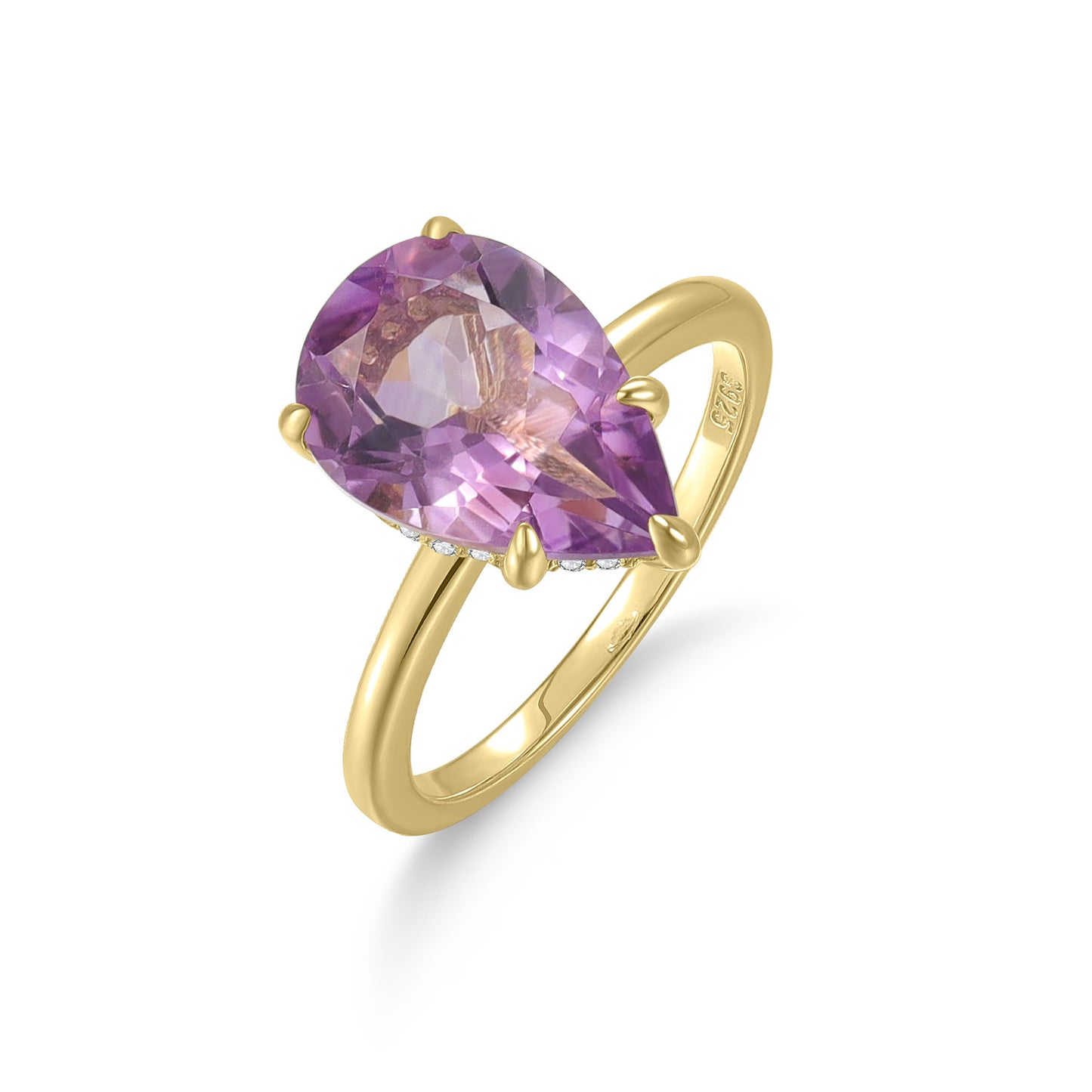 Simple s925Sterling Silver Ring Set with Cultivated Royal Sapphire and Amethyst3.6ct Gold Ring Jewelry Wholesale