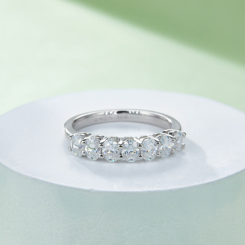 Unique Index Finger Ring s925Sterling Silver Plated18k Gold Inlaid Moissanite Ring Oval Egg Shape Moissanite Ring