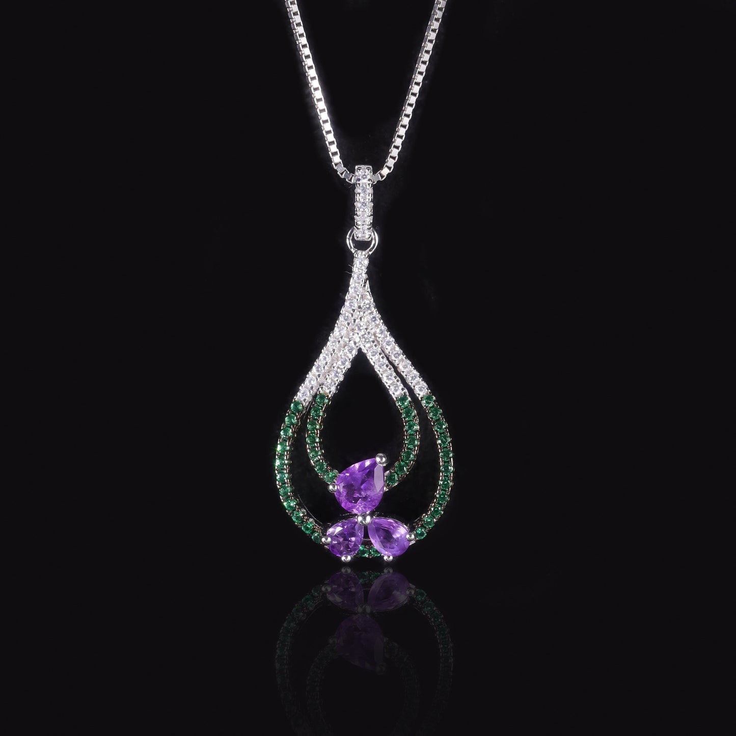 Fresh and Sweet Natural Topaz Necklace s925Sterling Silver Inlaid Translucent Amethyst Pendant High-end Jewelry