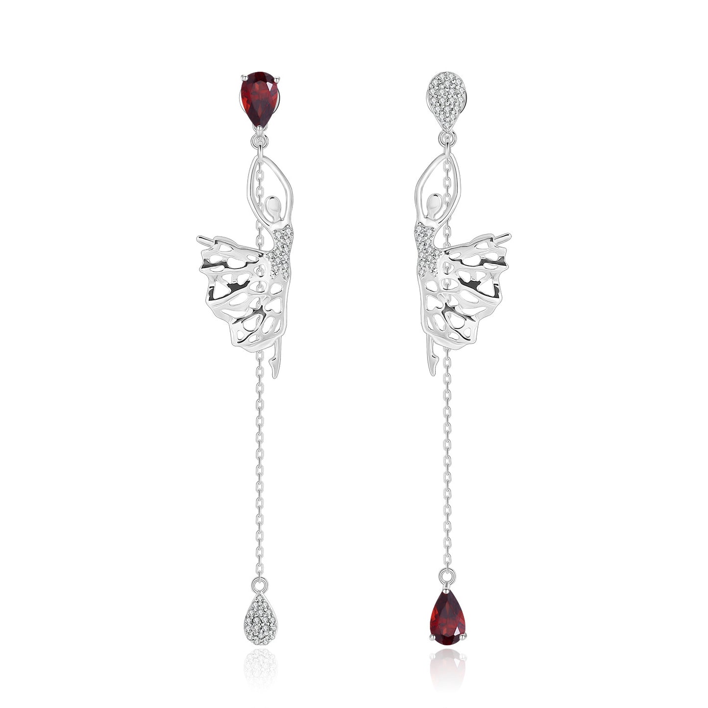 Paris Dancer Natural Gemstone Earrings925Sterling Silver Plated18k Gold Fashion Gemstone Long Earrings