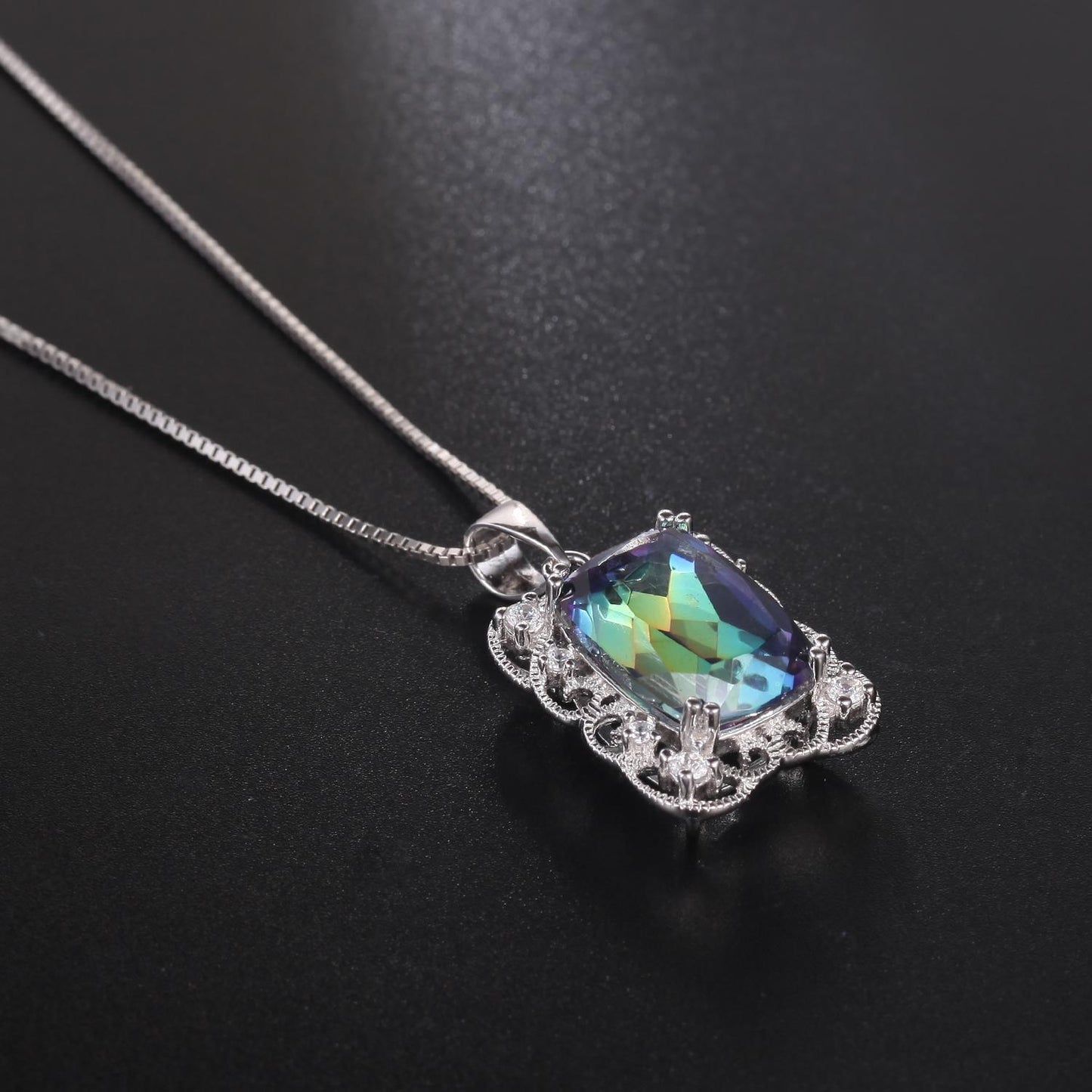 Design Style Luxurious Jewelry Accessories Necklace Pendant Personality s925Sterling Silver Gemstone Inlaid Pendant