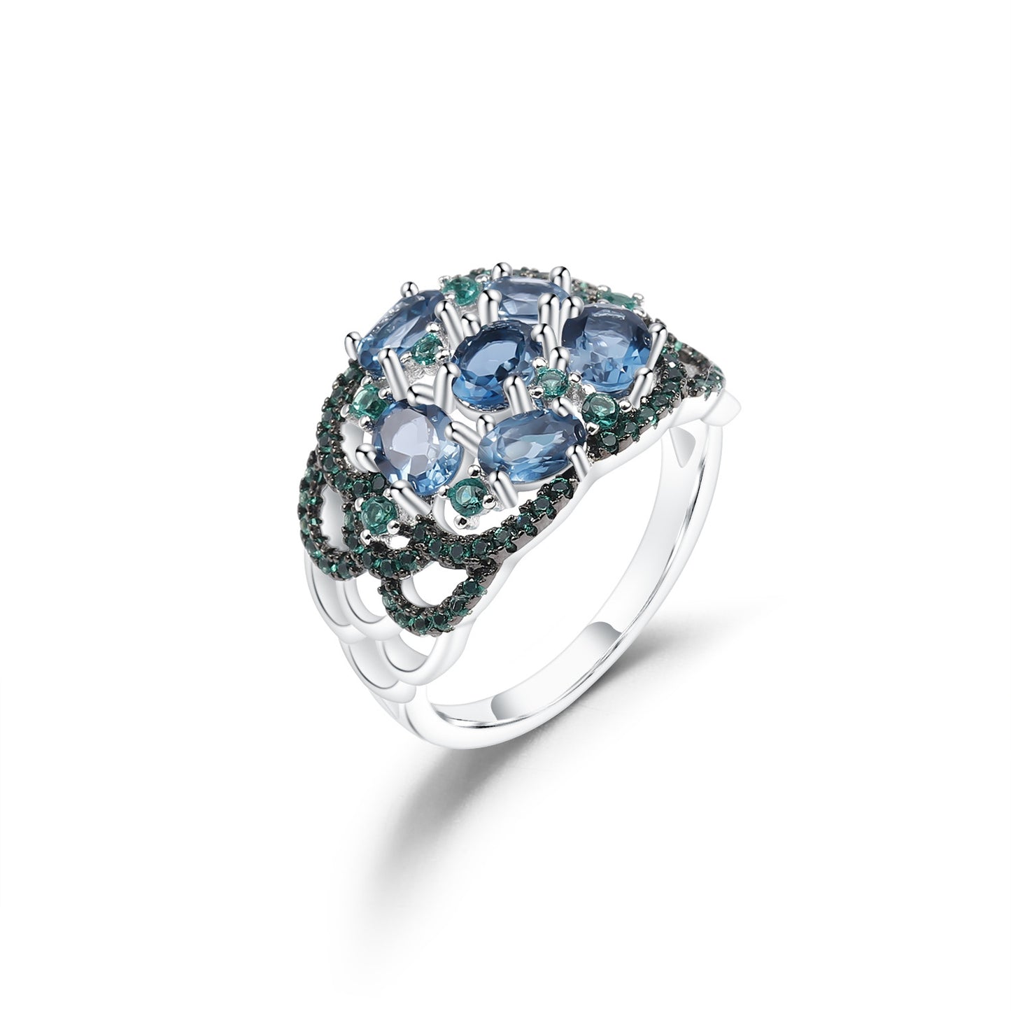 Luxurious and High-End Natural Rose Pomegranate Ring with a Sense of Design Prosperous Series s925Silver Inlaid Gemstone Ring