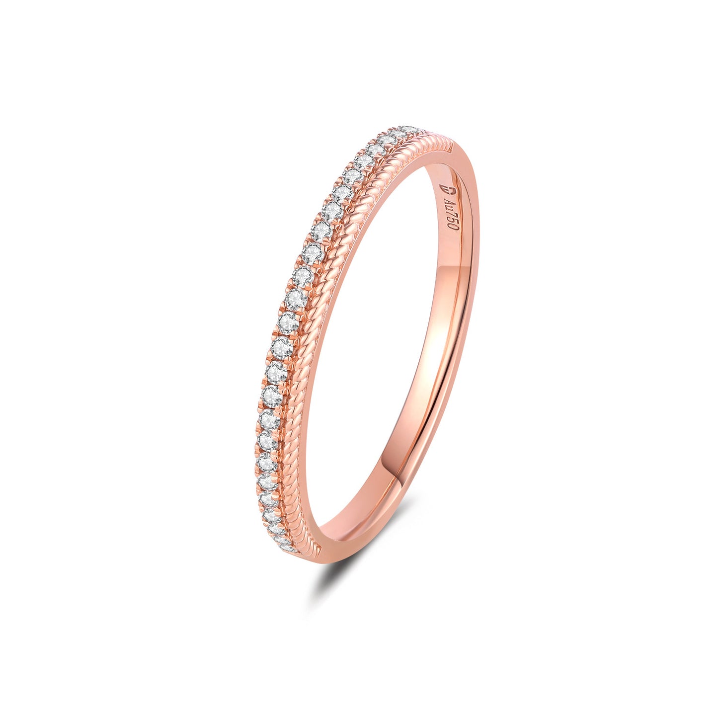 All-Matching18k Gold Inlaid Cultivated Diamond Ring Rose Gold k Gold Row Ring Synthetic Diamond Ring for Men and Women