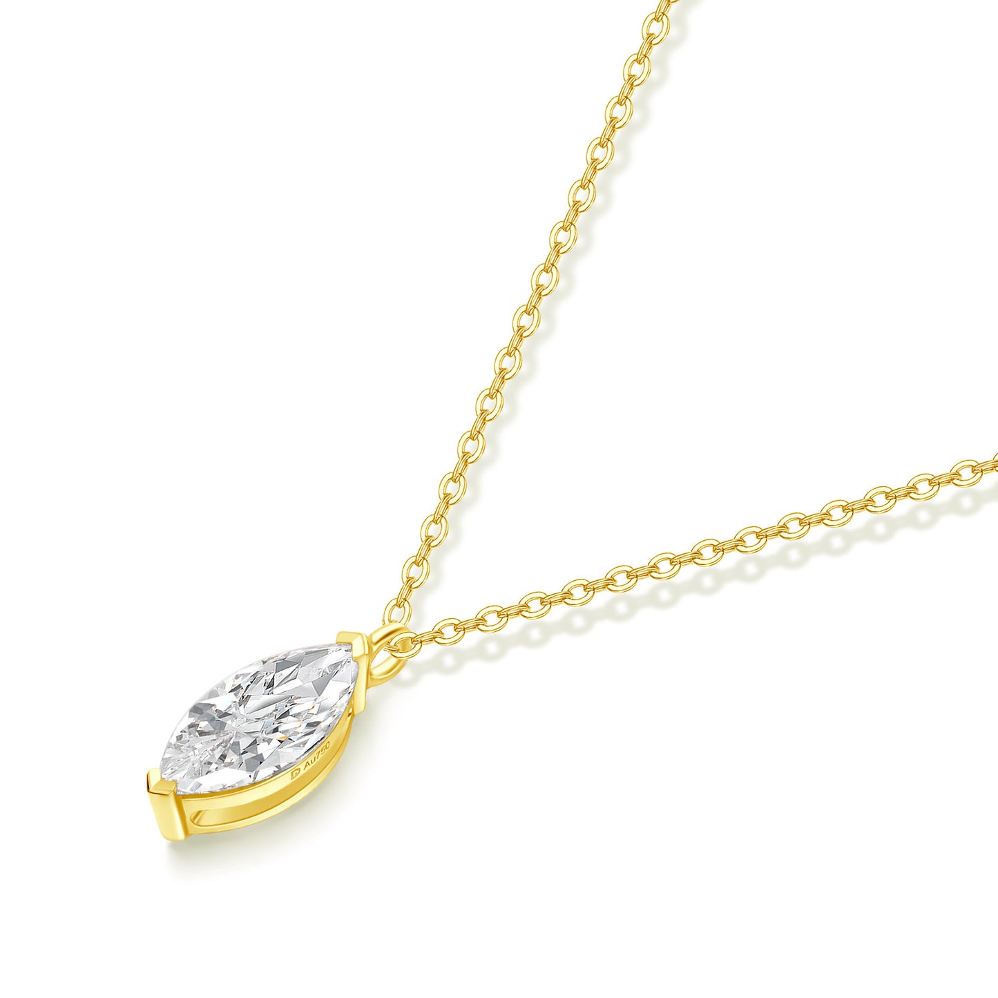 Advanced Sense18k Cultivate Diamond Necklace0.46ct Marquise Cut Diamond Au750Gold Diamond Pendant k Gold chain