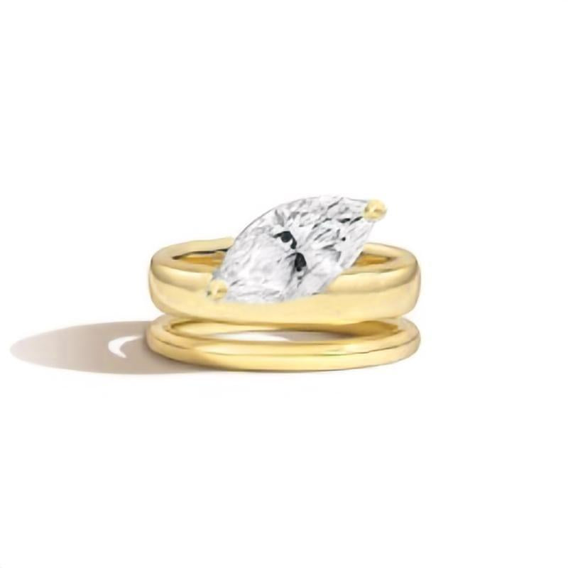 All-Matching ins Wind2Carat s925Sterling Silver Moissanite Stackable Ring Set Plated18k Gold Rings for Men and Women