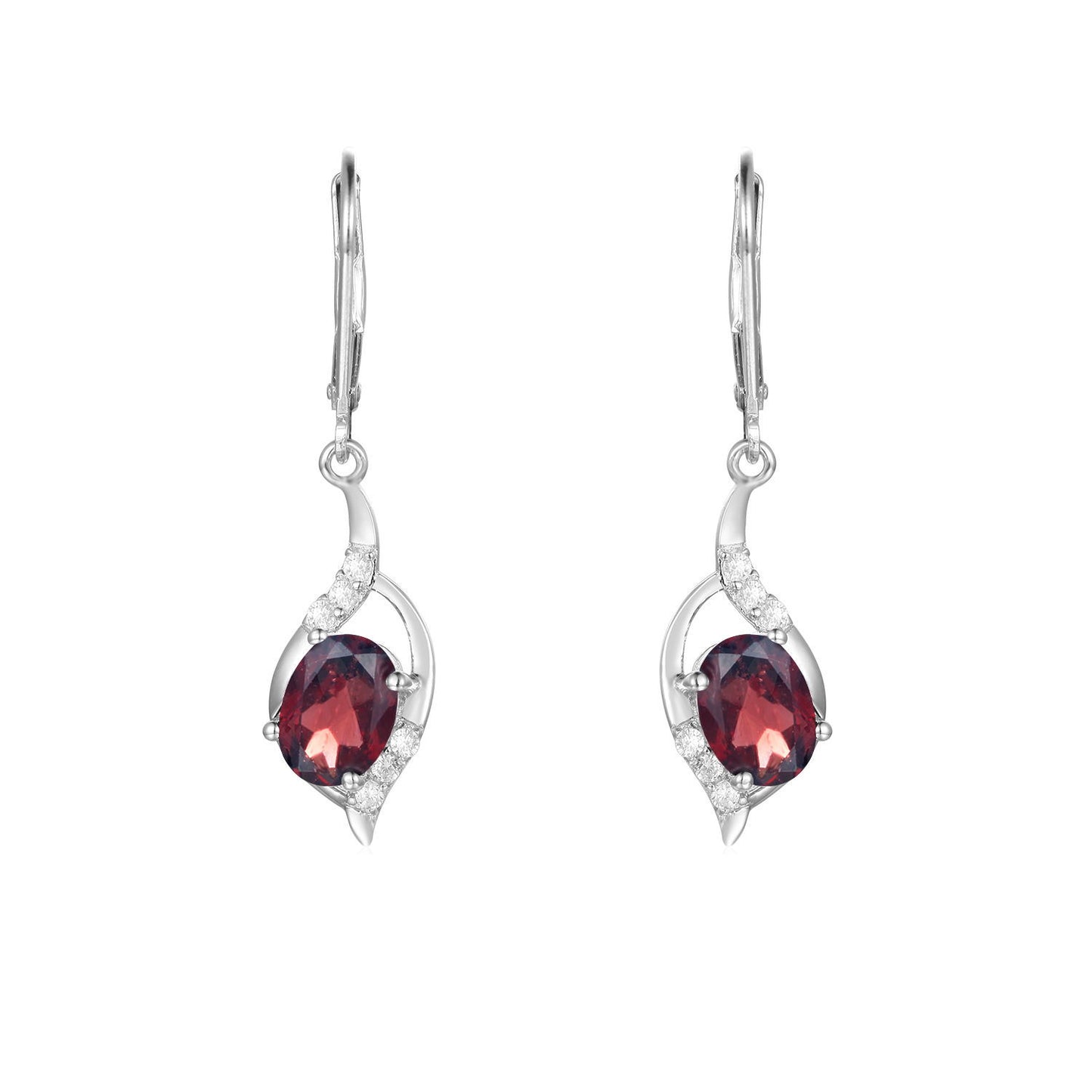 Factory Direct Supply Natural Stone Earrings Drop Earrings Vintage Style Inlaid with Garnet s925Silver Earrings Studs