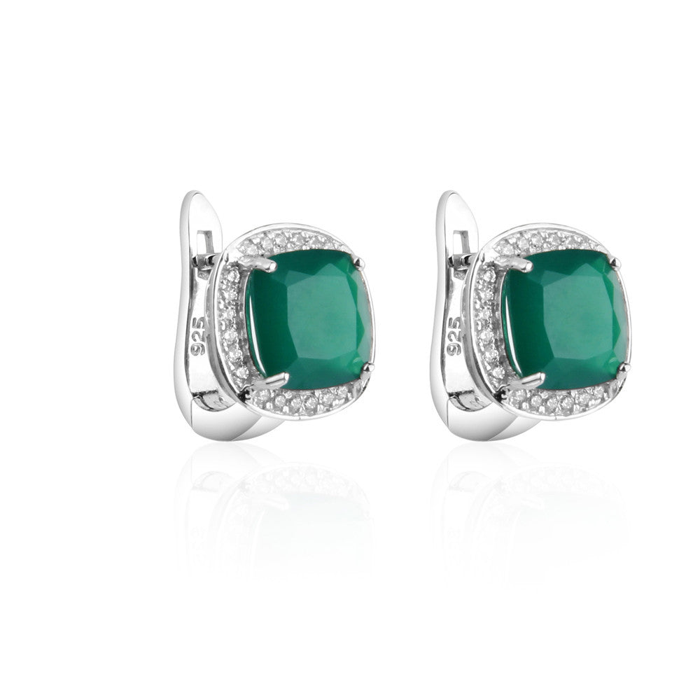 Natural Topaz Stud Earrings Light Luxury Fashion Simplicity s925Sterling Silver Inlaid Natural Gemstone Earrings Jewelry