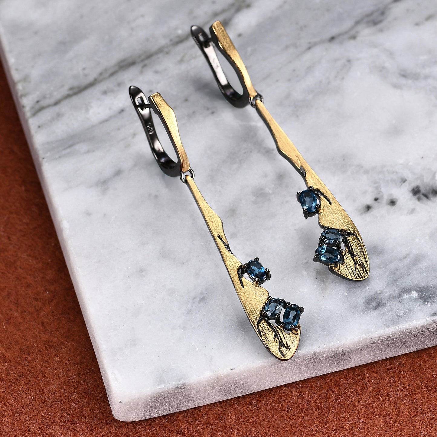 Designer Retro Jewelry Accessories Earrings 925Silver Gold-Plated Inlaid Gemstone Natural Colorful Earrings Drop Earrings