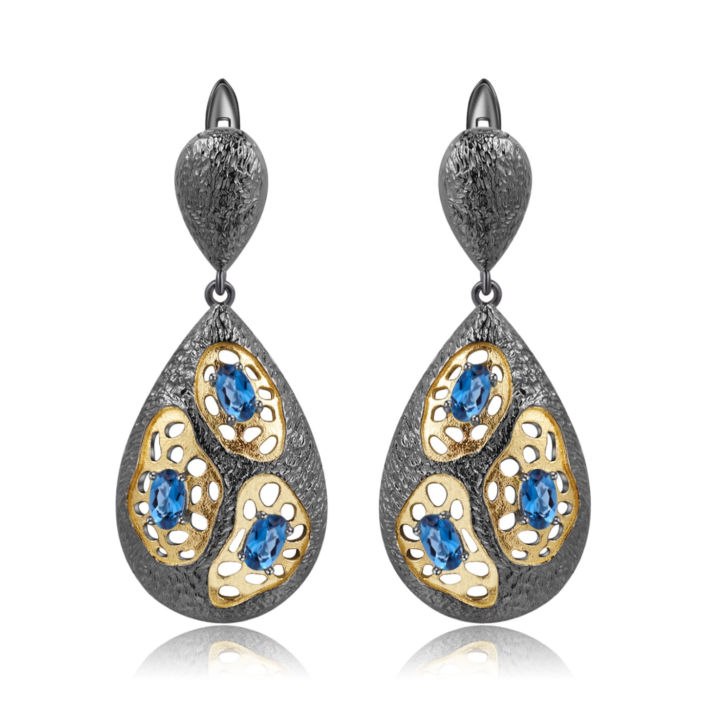 Italian Craft Designer Gemstone Earrings Retro High-End Sense925Silver Natural Amethyst Earrings Drop Earrings