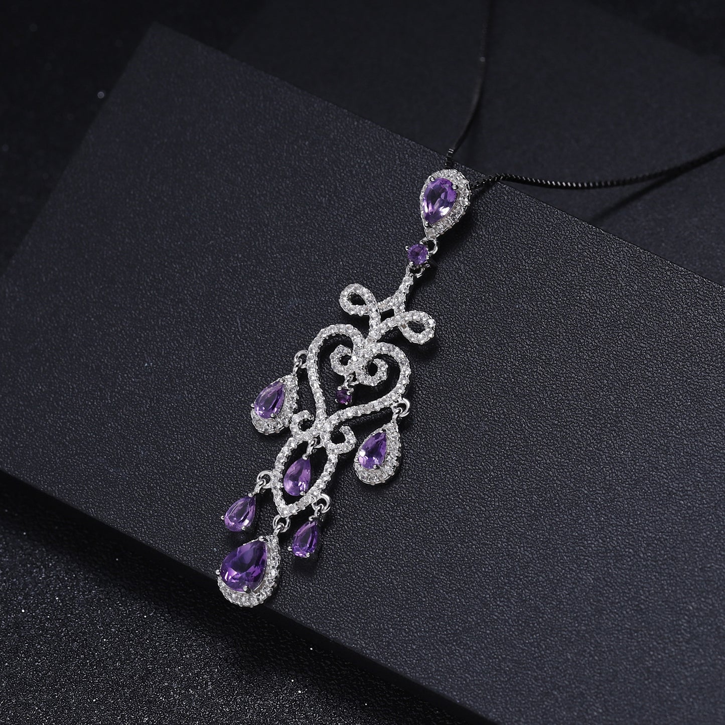 Designer Luxury Gemstone Pendant French Romantic High-end Feel s925Silver Natural Amethyst Necklace Pendant