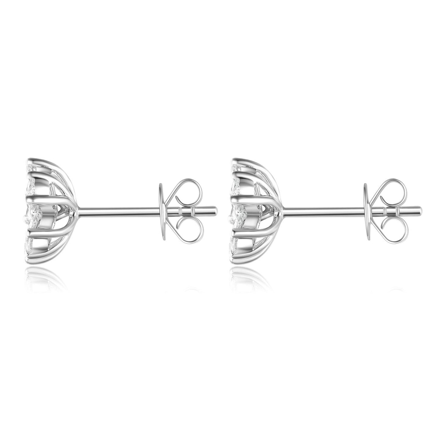 Five-petal Flower Diamond Stud Earrings18k Gold Inlaid Cultivated Diamond Earrings Pear-Shaped Small Diamond Platinum Stud Earrings ins Wind