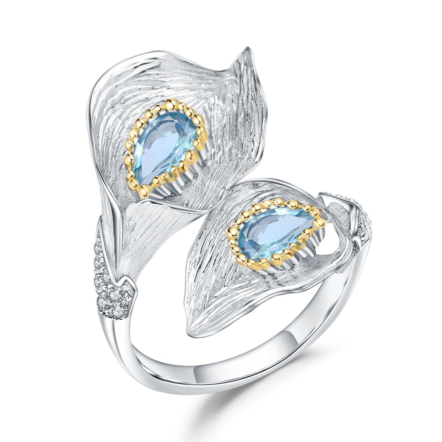 Italian Craft Jewelry Designer Model Adjustable Ring Retro Natural Style925Silver Natural Colored Gems Ring