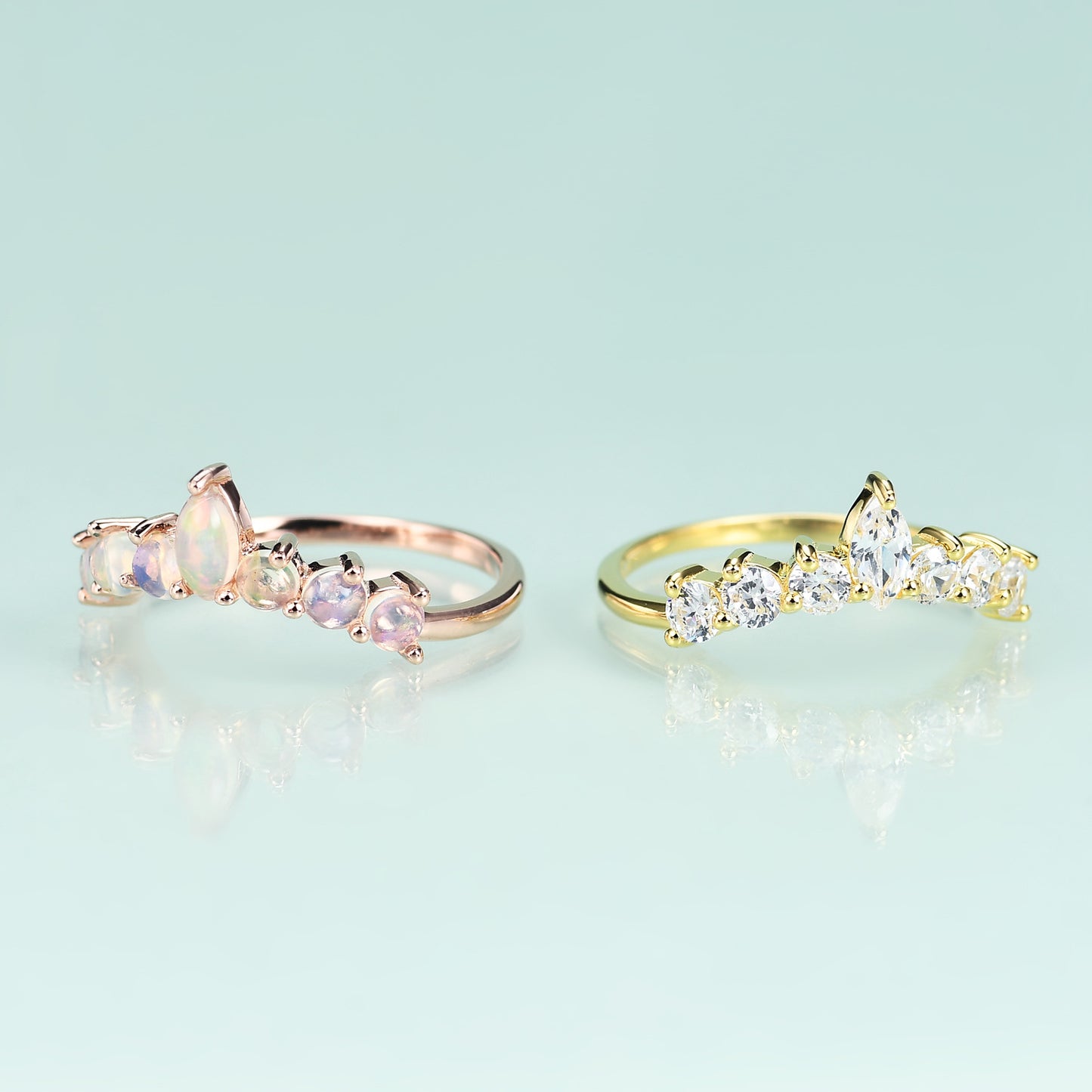 S925Sterling Silver Inlaid Gemstone5A Zircon Ring Fashionable, Simple, and Luxurious V Character Ring Plating14k Gold ring