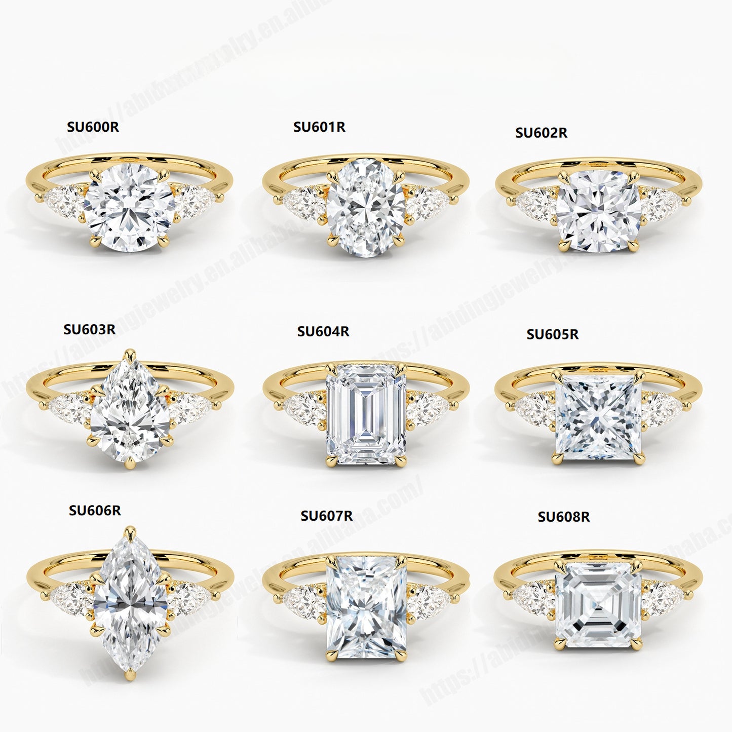 Light Luxury High-End Sense18k Gold Platinum Ring Inlaid with Moissanite1Carat Wedding Ring9/10/14k Gold Ring Setting